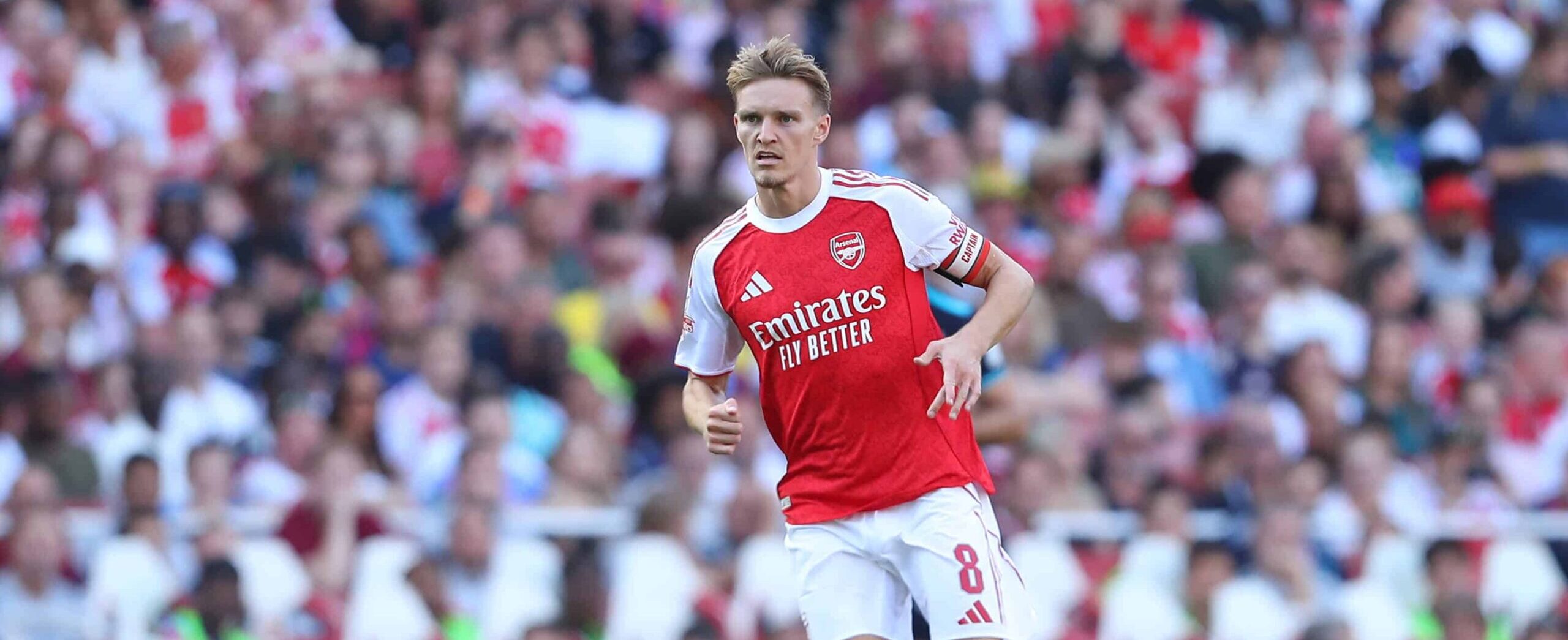 Odegaard in action for Arsenal in 2025