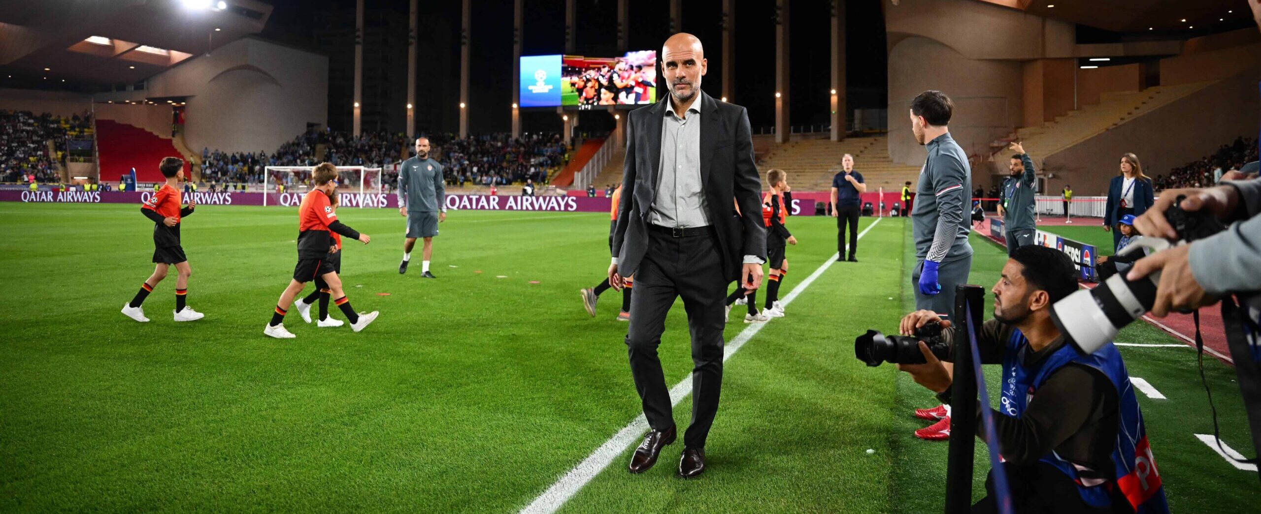 Pep Guardiola in action in the Champions League 2025 for Manchester City