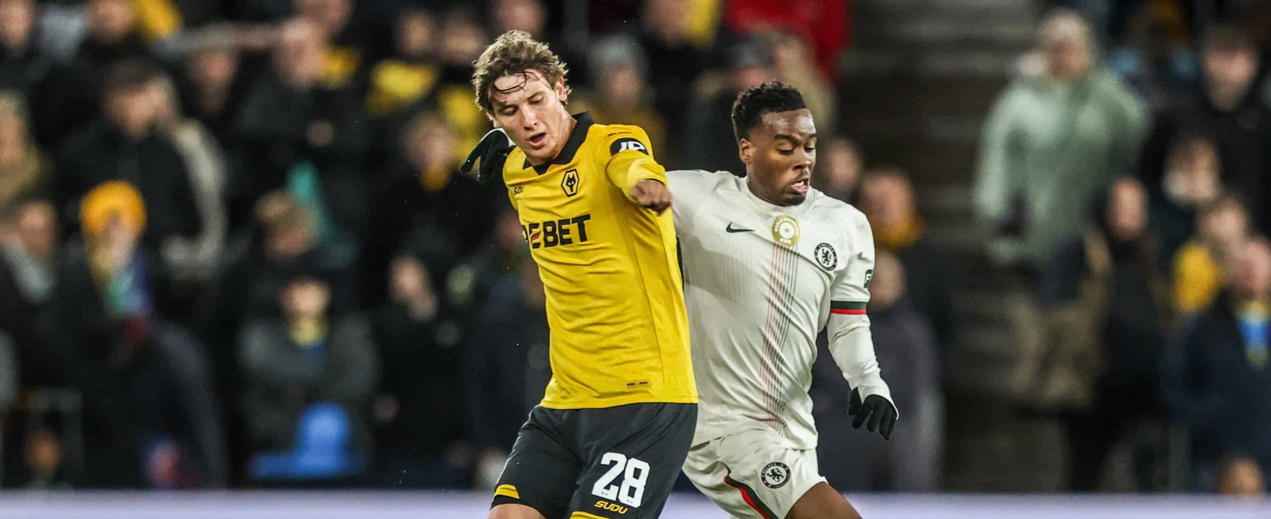 Fer Lopez in action for Wolves in 2025 against Chelsea in the Carabao Cup