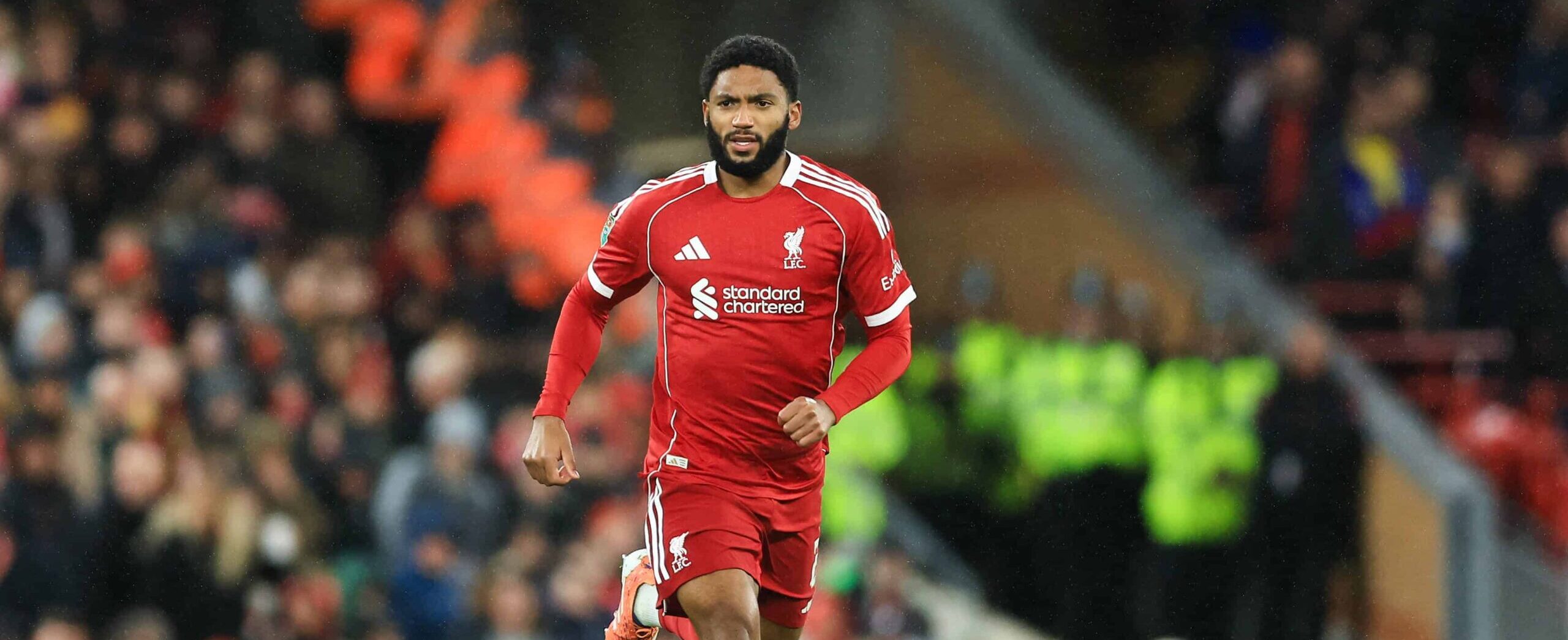 Joe Gomez in action for Liverpool in 2025