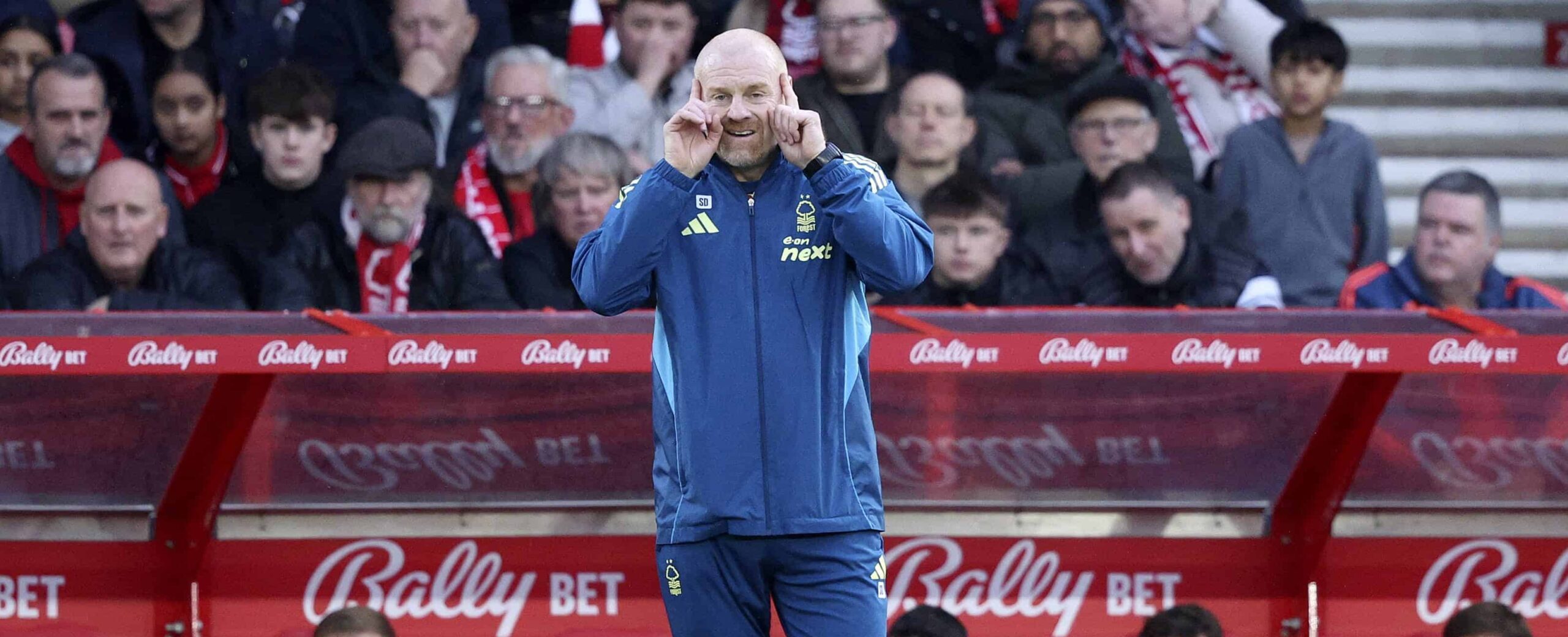 Sean Dyche in action against Manchester United in 2025 for Nottingham Forest