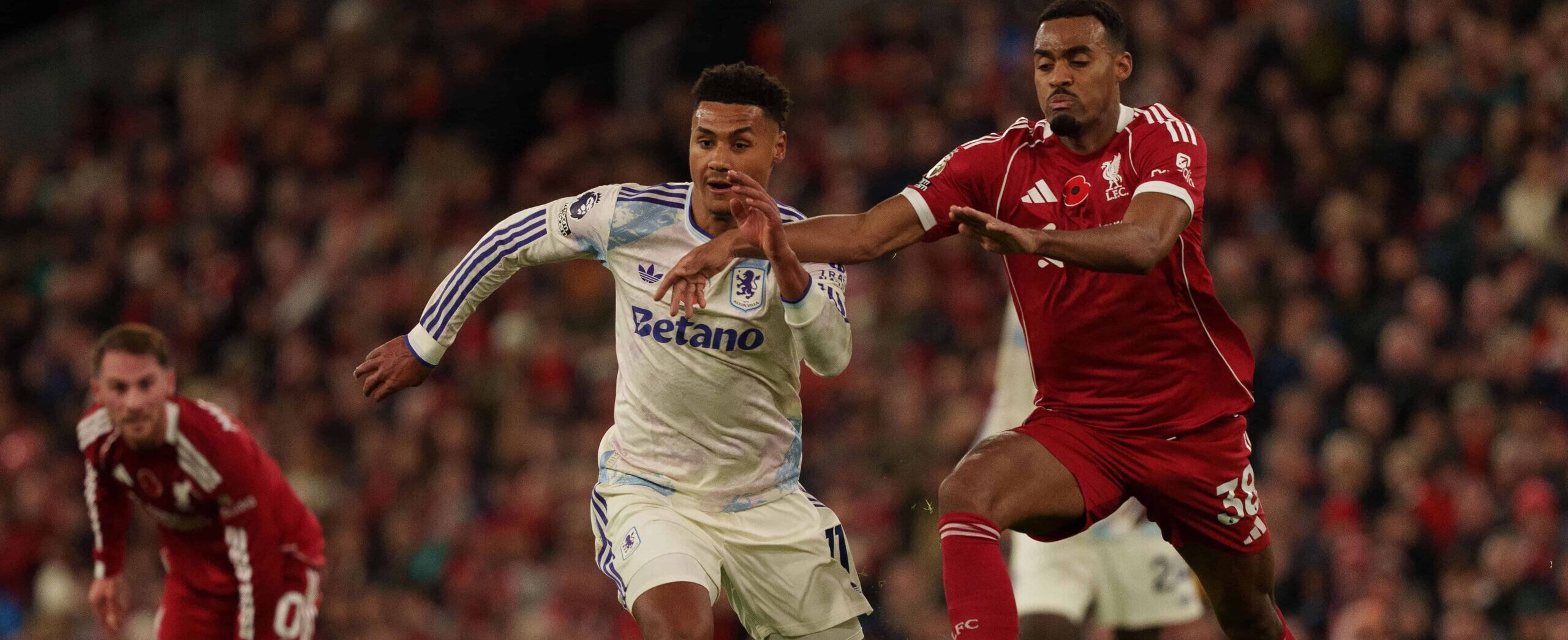 Ollie Watkins in action for Aston Villa in 2025 against Liverpool