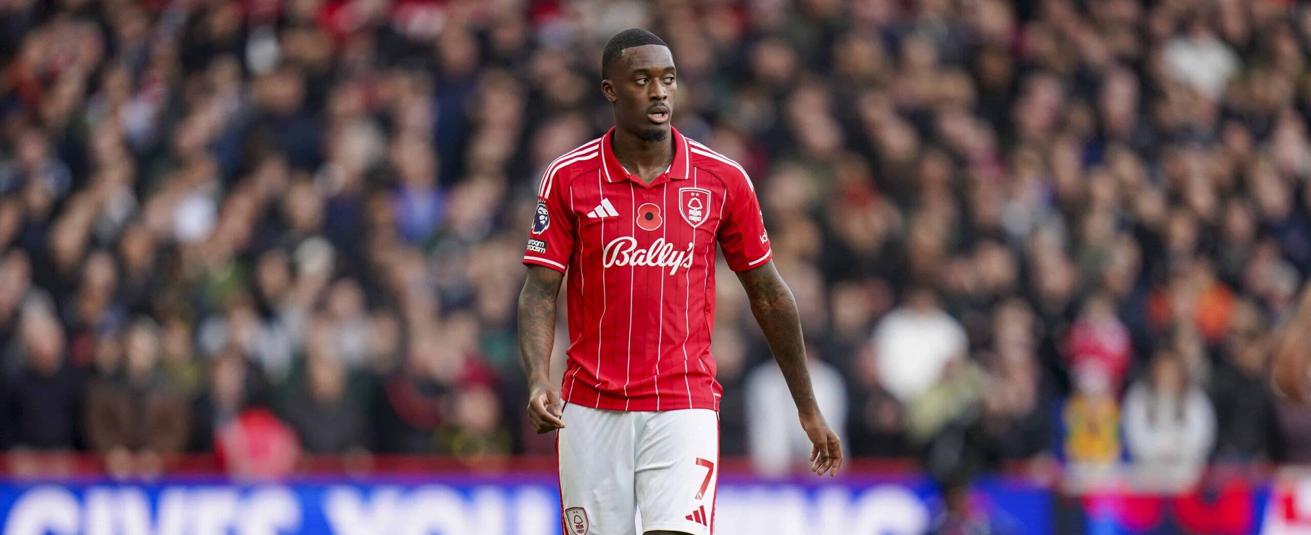 Callum Hudson-Odoi in action for Nottingham Forest in 2025