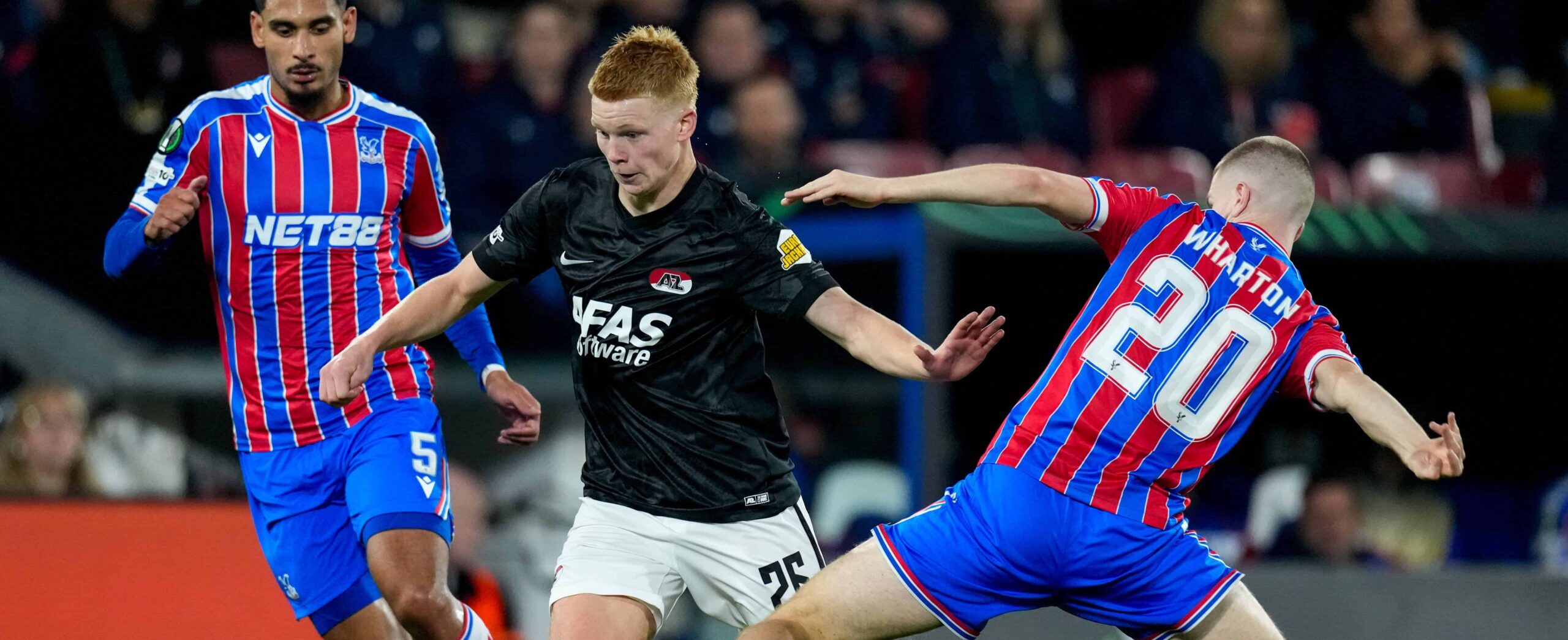 Kees Smit in action for AZ against Crystal Palace in the Conference League in 2025