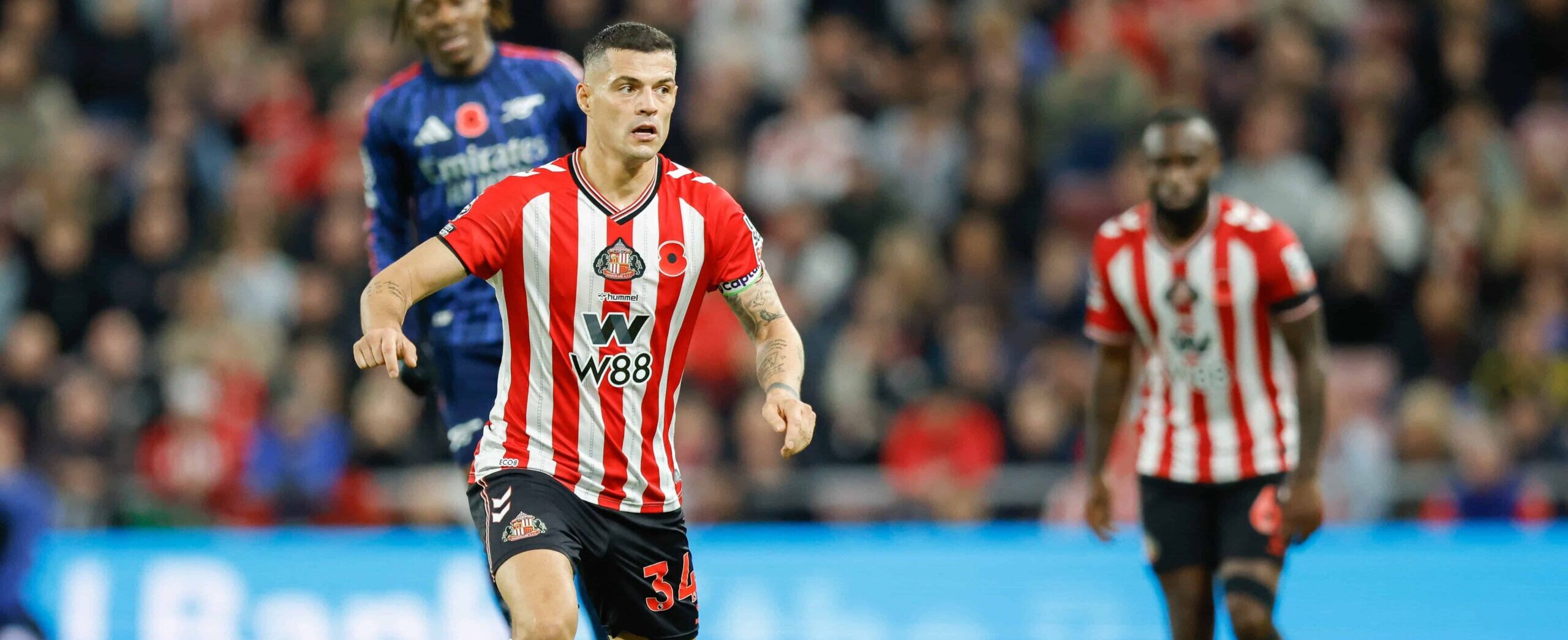 Granit Xhaka in action for Sunderland in 2025 against Arsenal