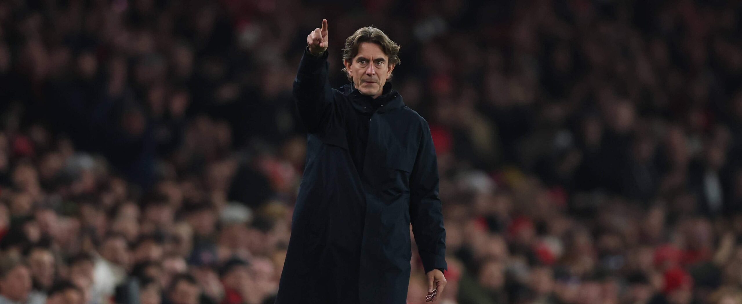 Thomas Frank in action for Spurs vs Arsenal in 2025