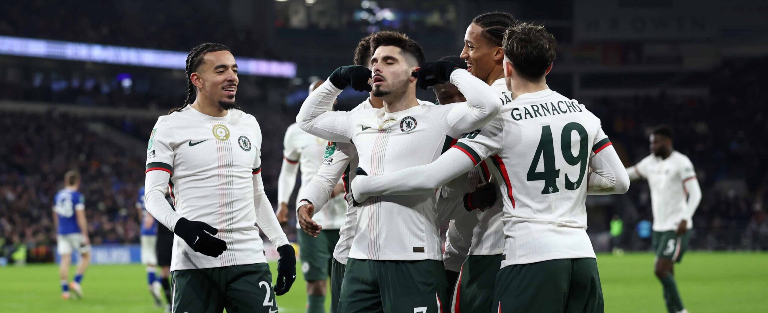 Pedro Neto in action for Chelsea in 2025 against Cardiff in the Carabao Cup