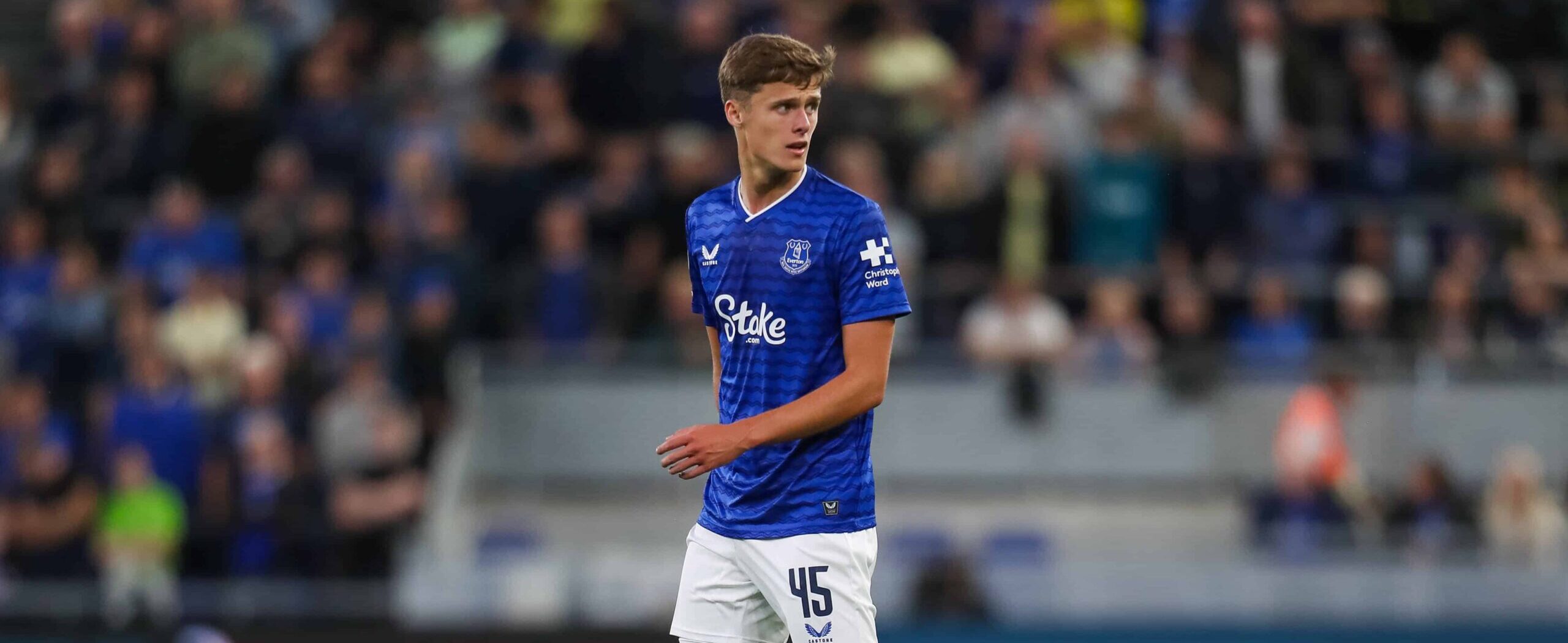 Harrison Armstrong in action for Everton in 2025