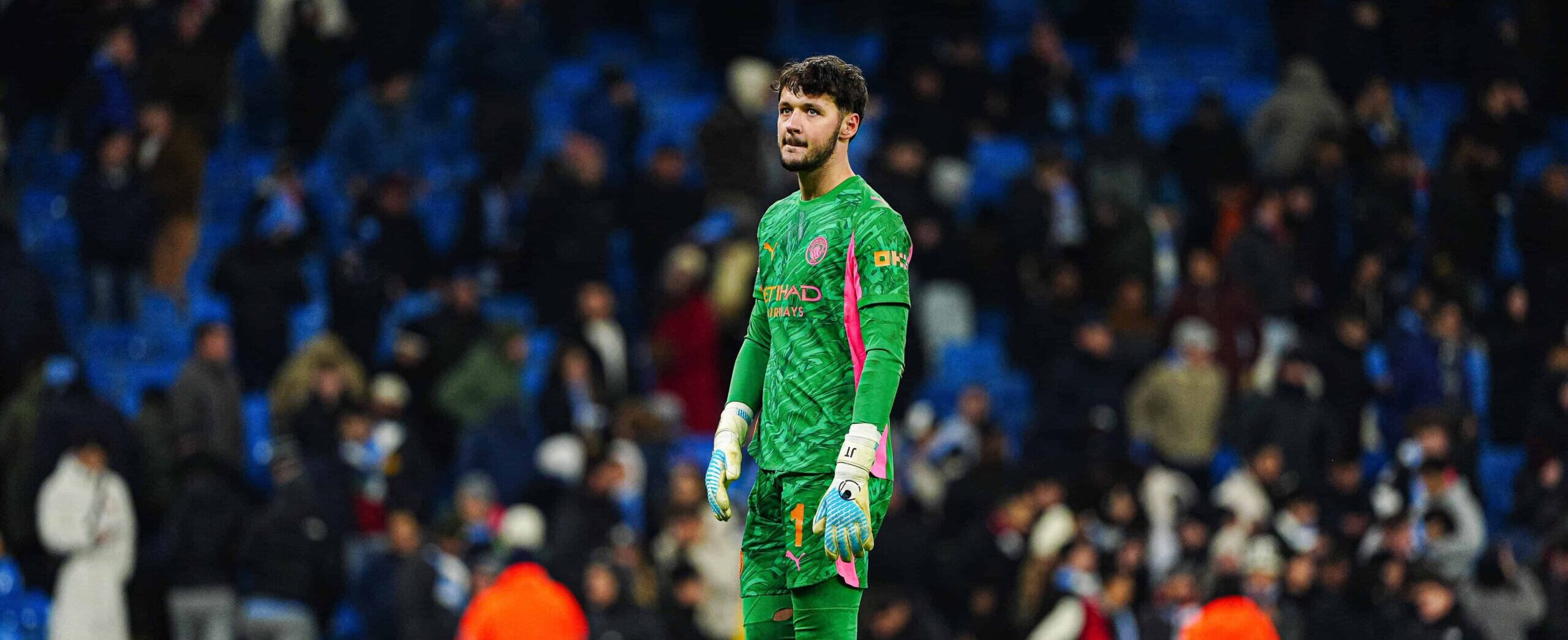 James Trafford in action for Manchester City in 2025