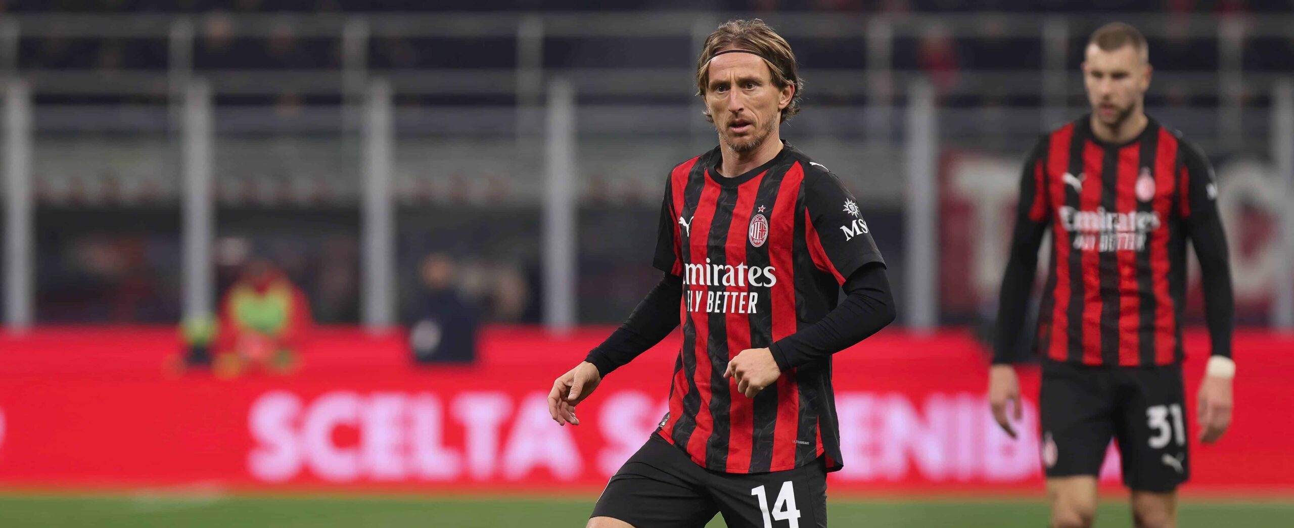 Luka Modric in action for Ac Milan in 2025