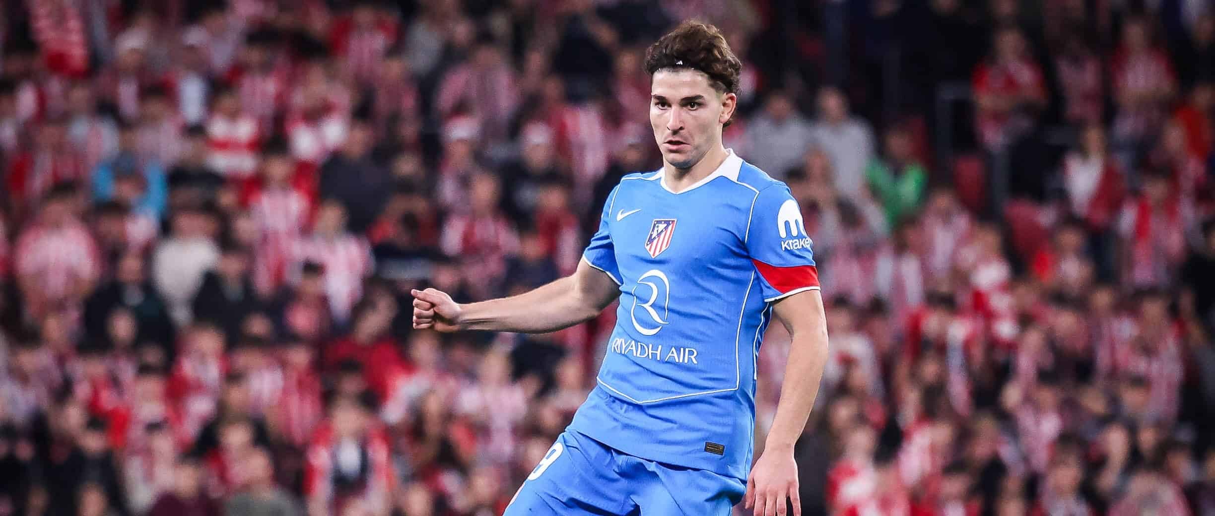 Julian Alvarez in action for Atletico Madrid in 2025 Champions League match