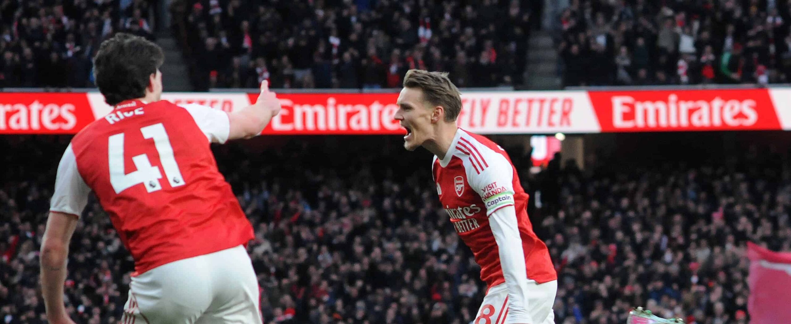 Odegaard celebration against Brighton in 2025