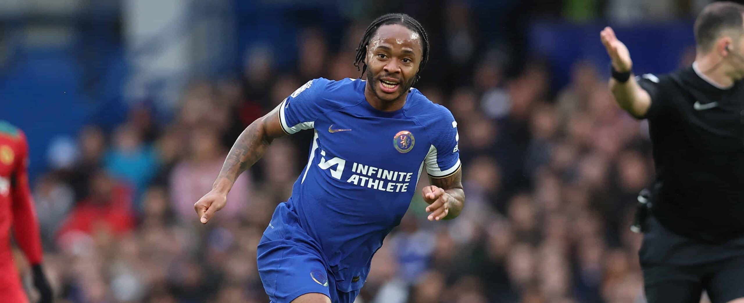 Raheem Sterling in action for Chelsea for the last time in his last match for Chelsea