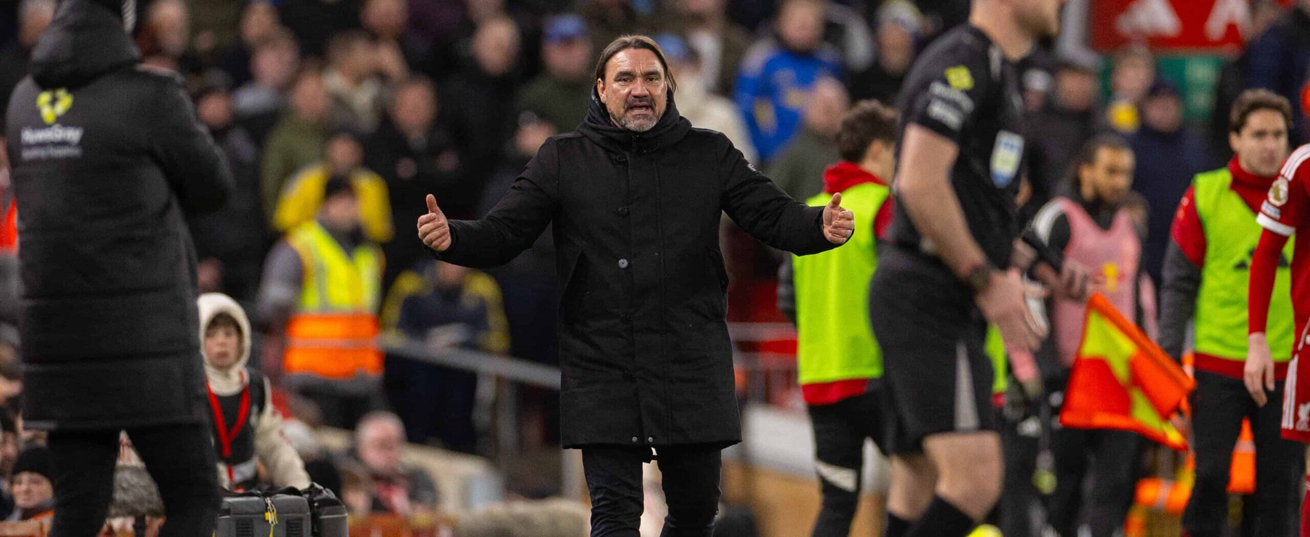 Daniel Farke in action against Liverpool in 2026