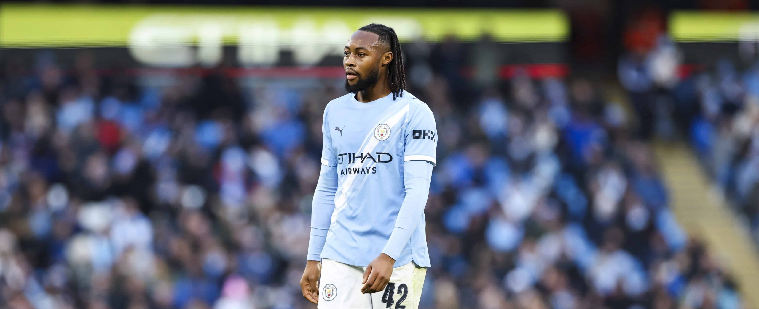 Semenyo in action for Manchester City in 2026