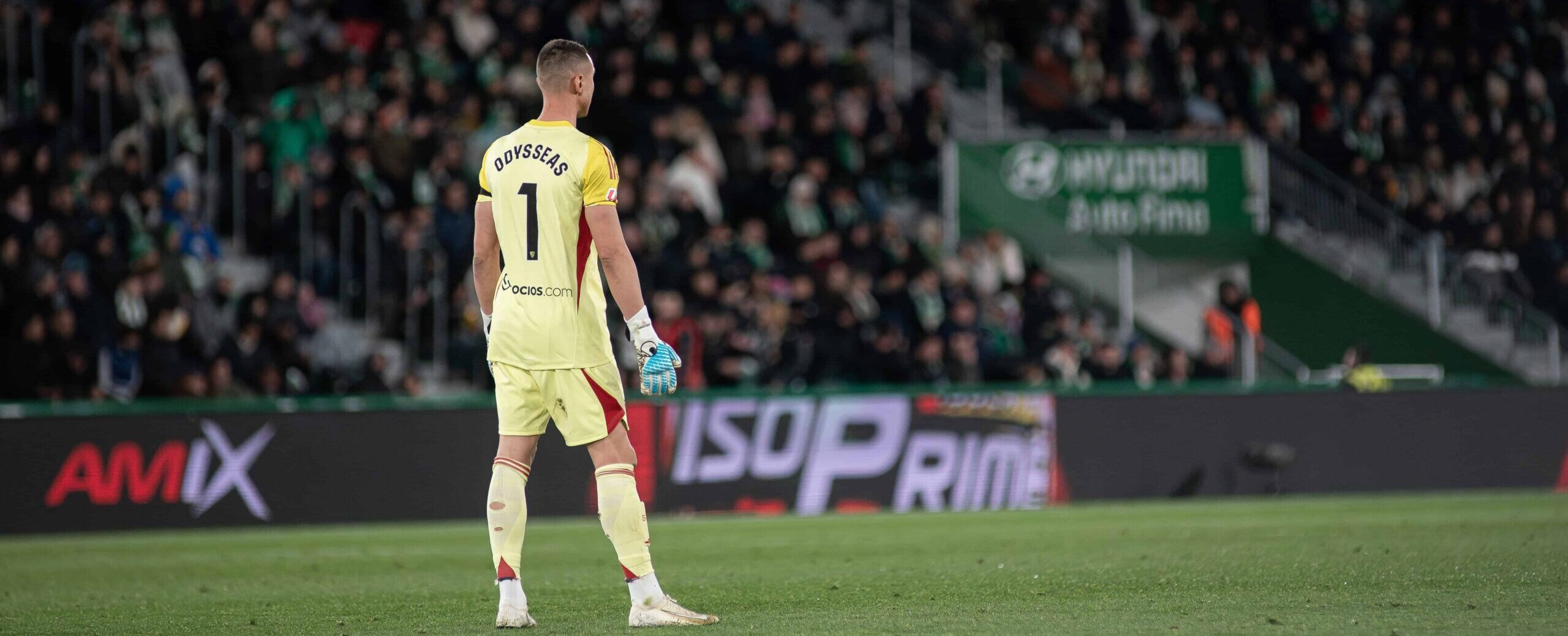 ODYSSEAS VLACHODIMOS in action for Sevilla in 2026