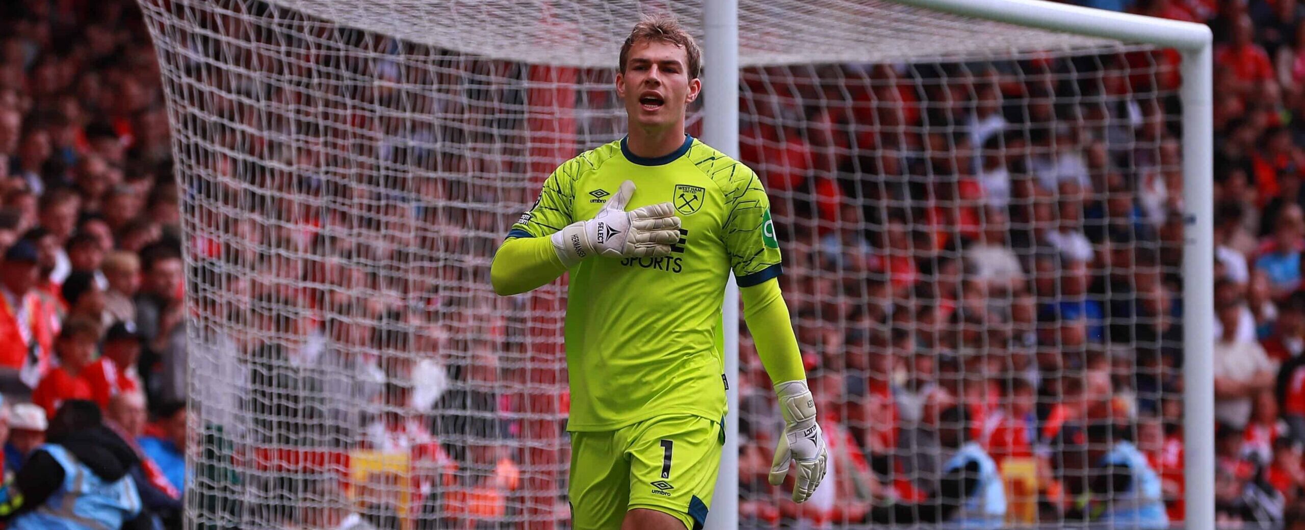 Mads Hermansen in action for West Ham in 2025