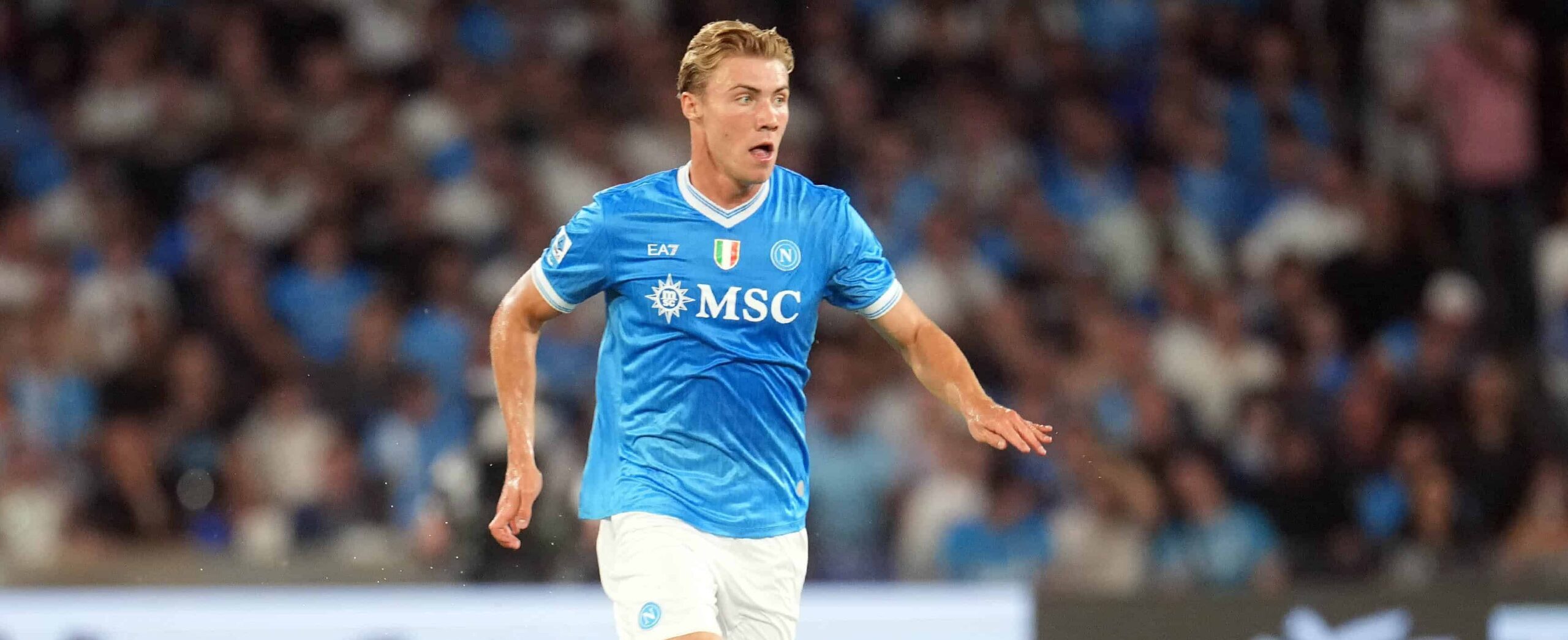 Rasmus Hojlund in action for Napoli in 2025