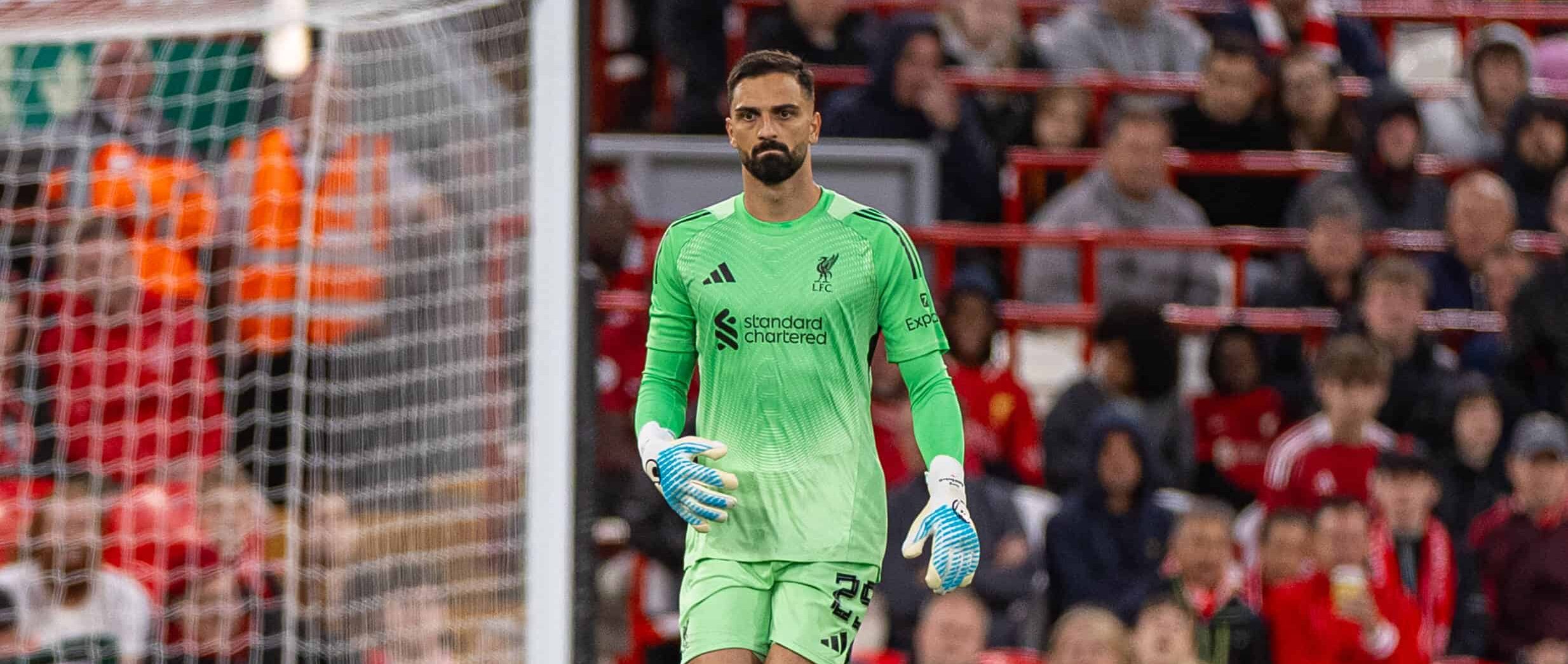 Giorgi Mamardashvili in action for Liverpool in 2025