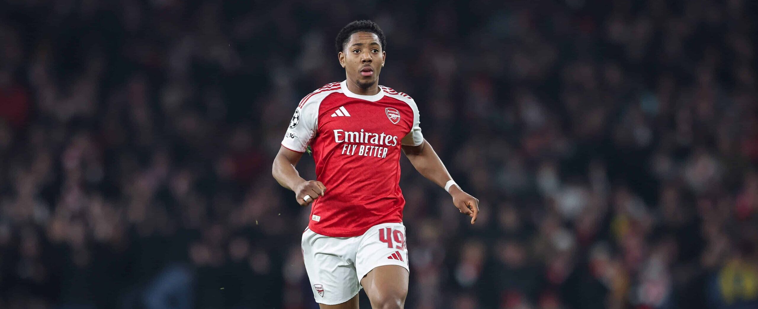 Myles Lewis-Skelly in action for Arsenal in 2026
