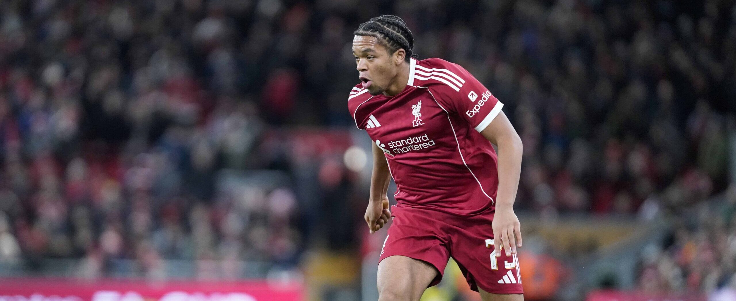 Rio Ngumoha in action for Liverpool in 2026