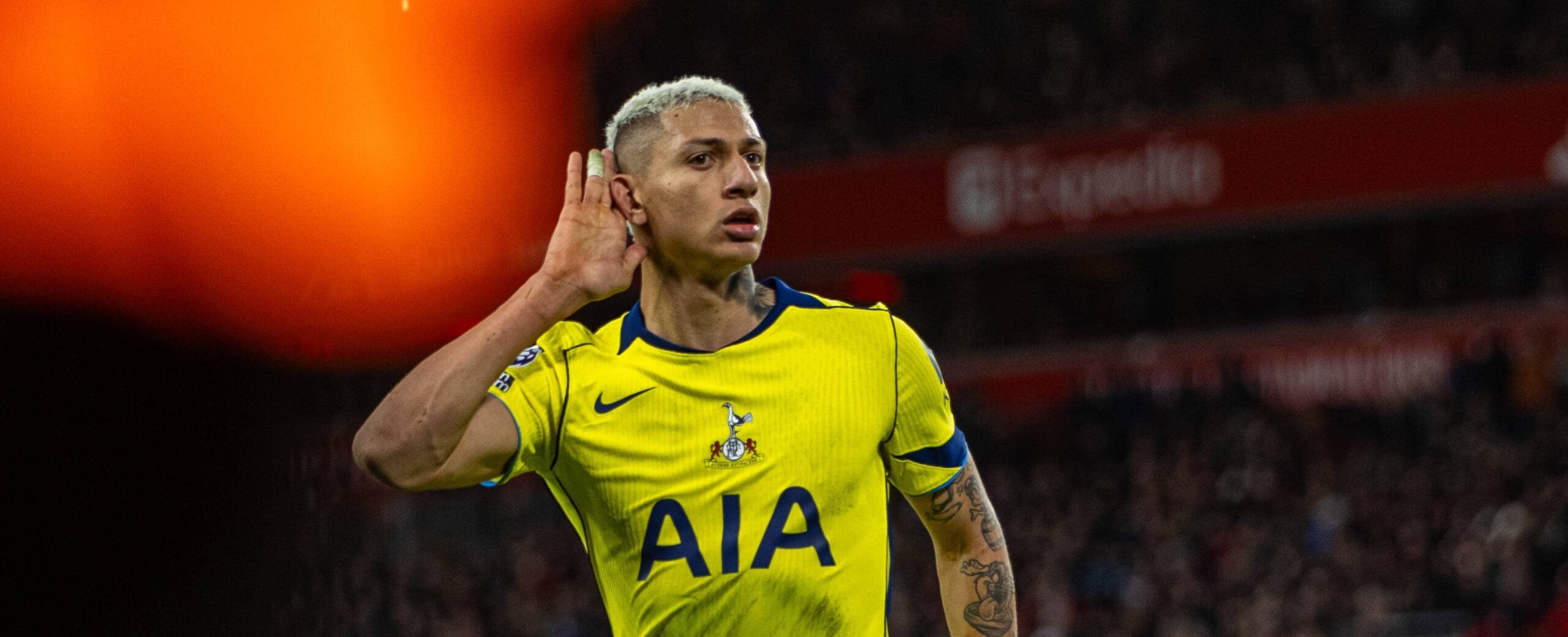 Richarlison celebrating his goal against Liverpool in 2026