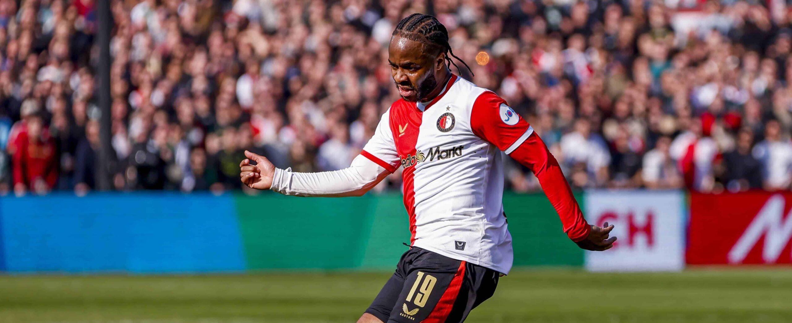 Raheem Sterling in action for Feyenoord against Ajax in 2026