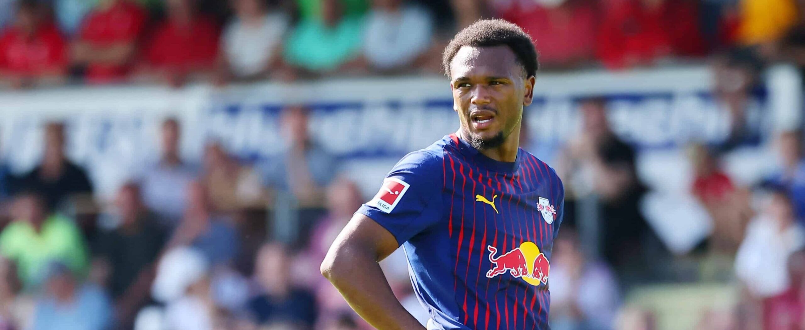 Lois Openda in action for Leipzig in 2025 now wanted by Sunderland