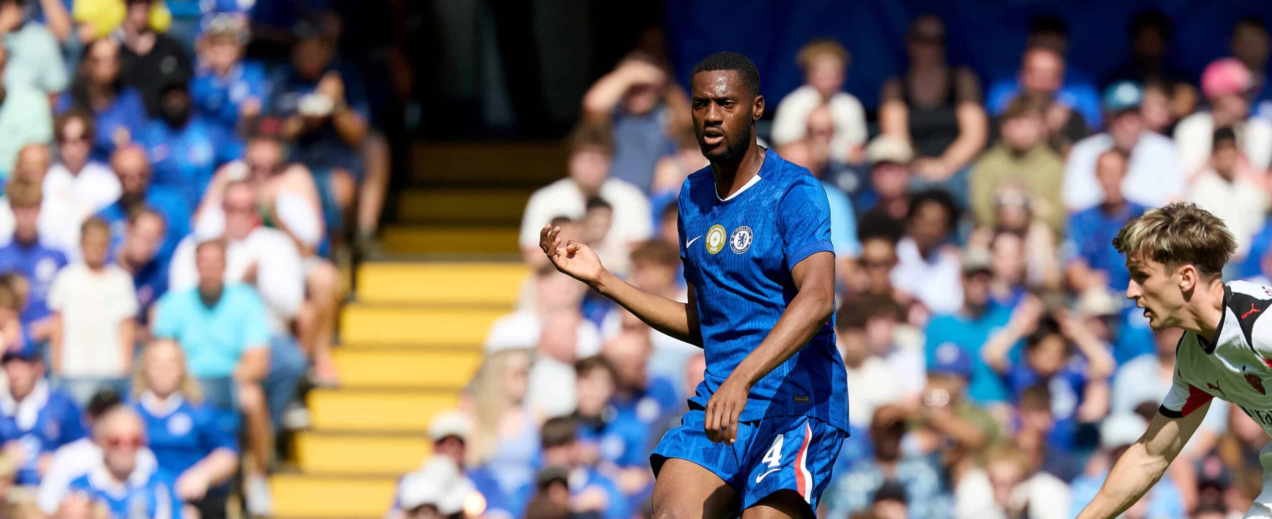 Tosin Adarabioyo in action with Chelsea pre-season 2025 friendly