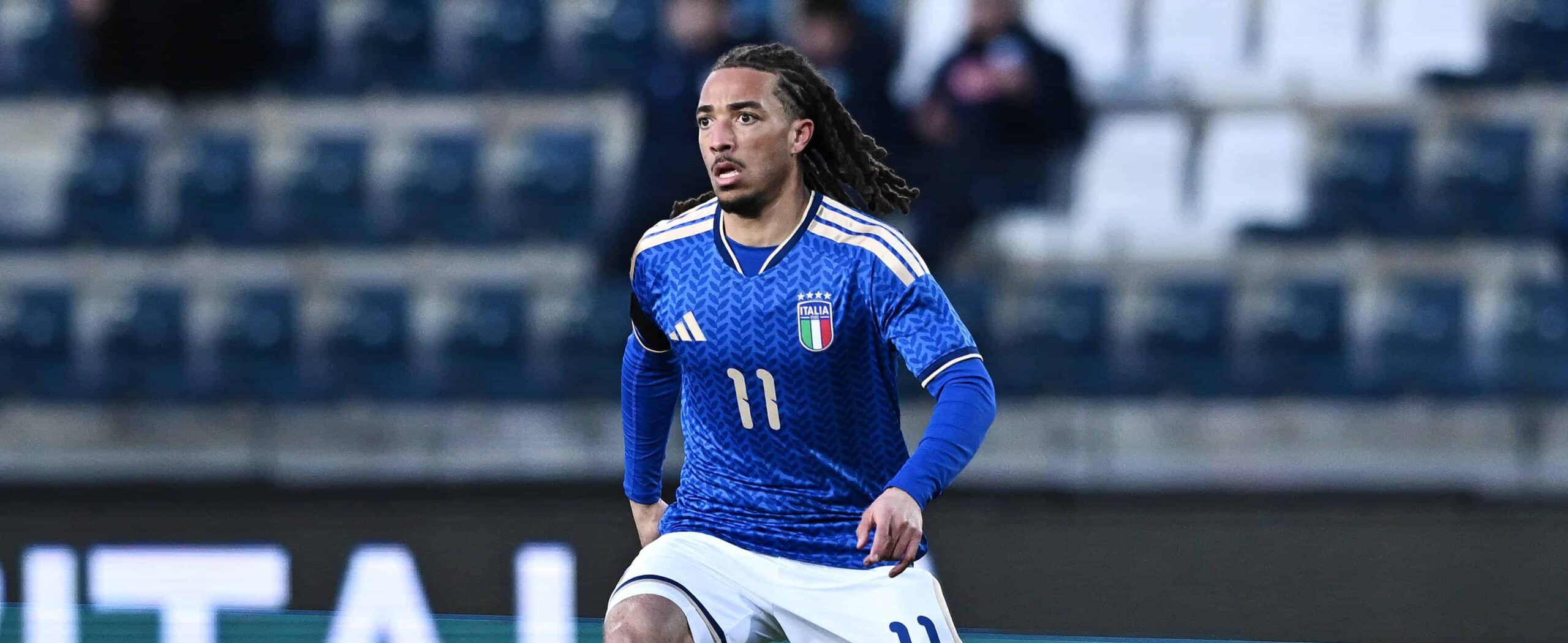 Luca Koleosho in action for Italy