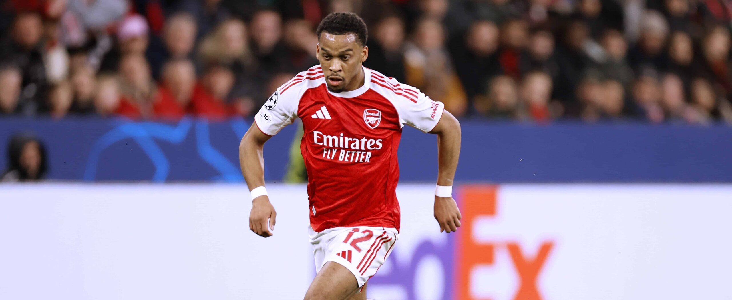 Jurrien Timber in action for Arsenal in 2026