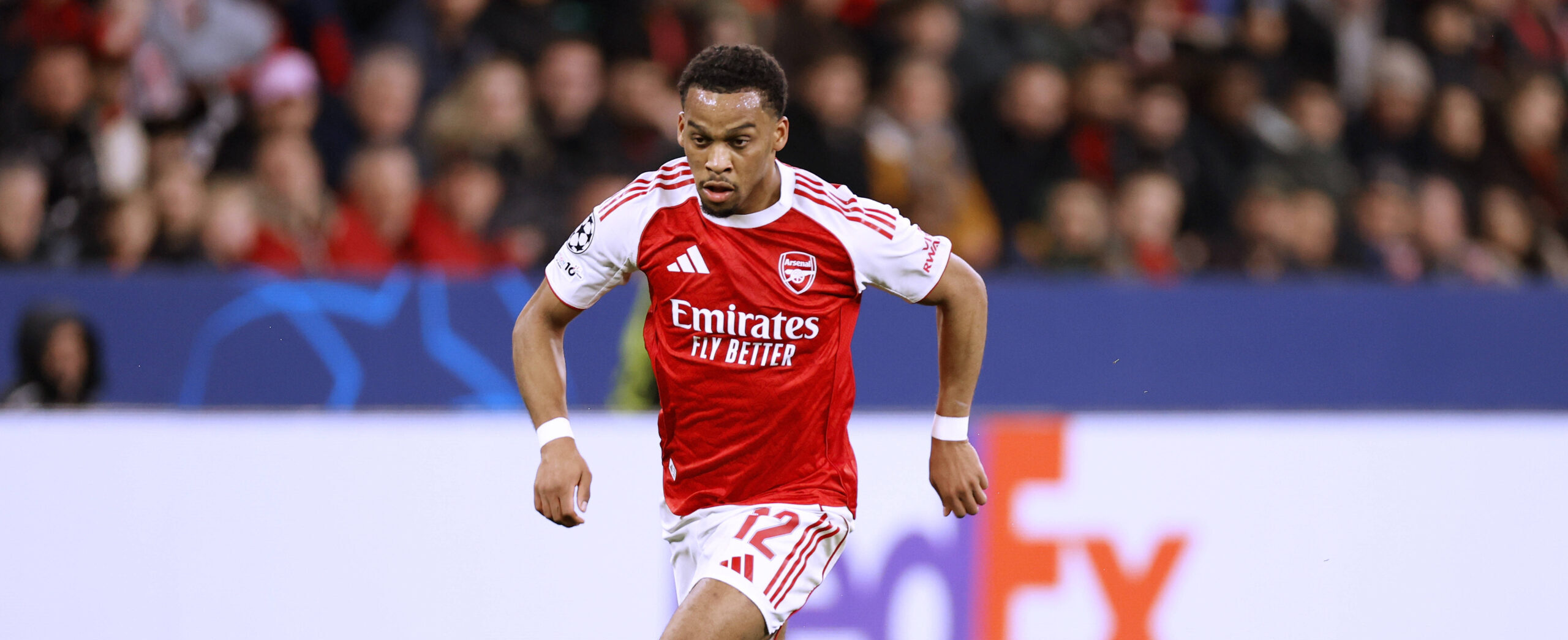 Jurien Timber in action for Arsenal in 2026