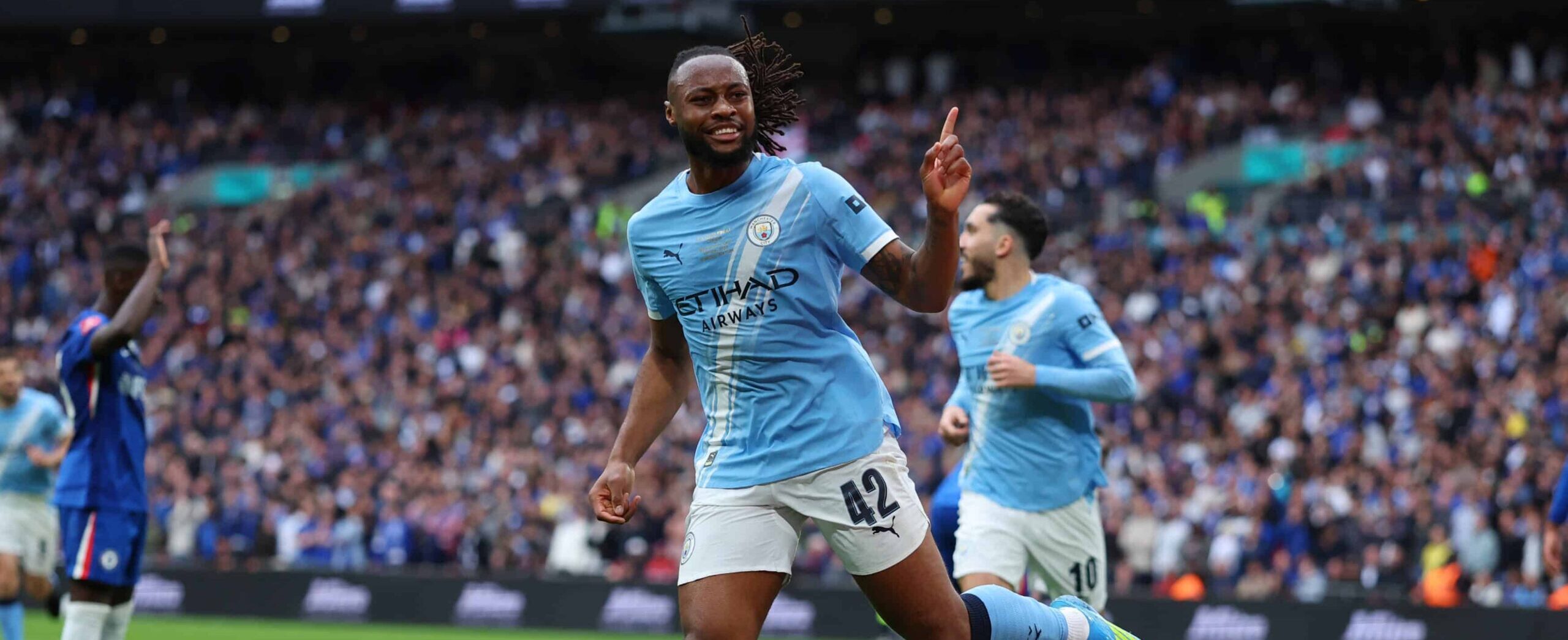 Antoine Semenyo in action for Manchester City