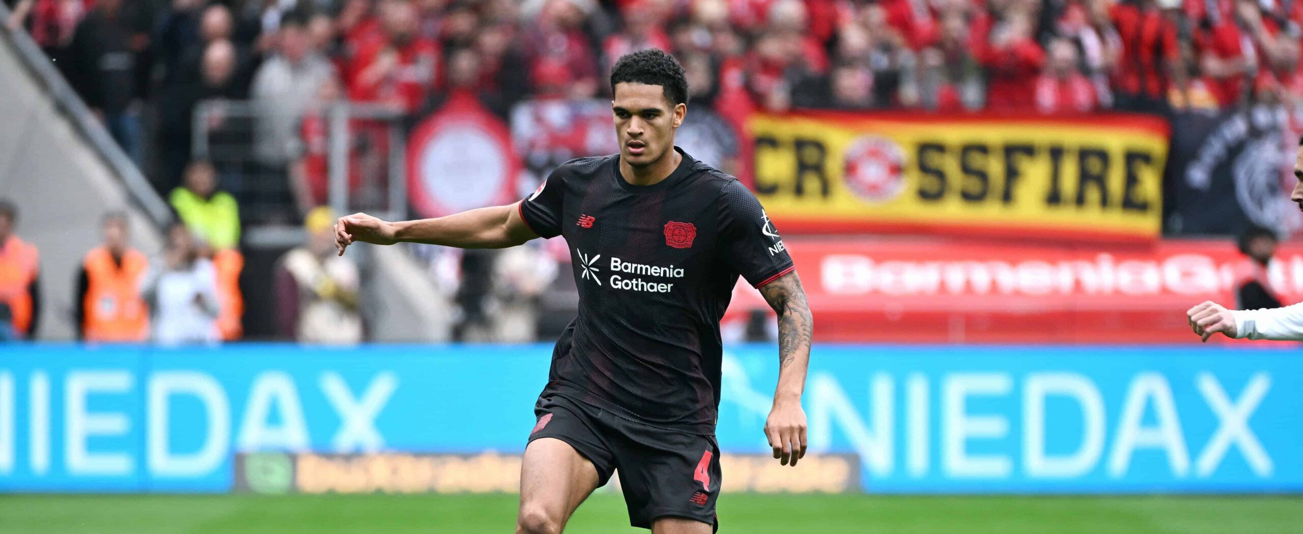 Jarell Quansah in action for Leverkusen in 2026