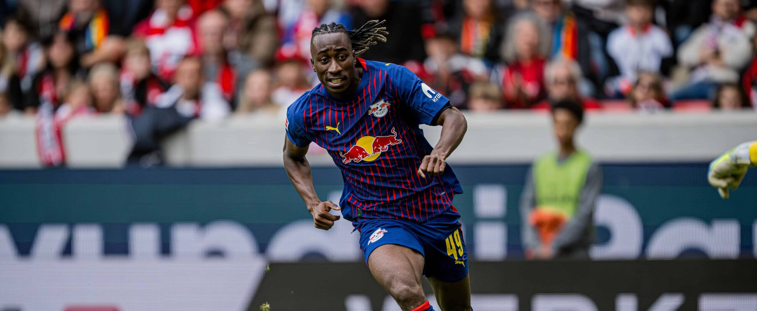 Yan Diomande in action for Leipzig in 2026