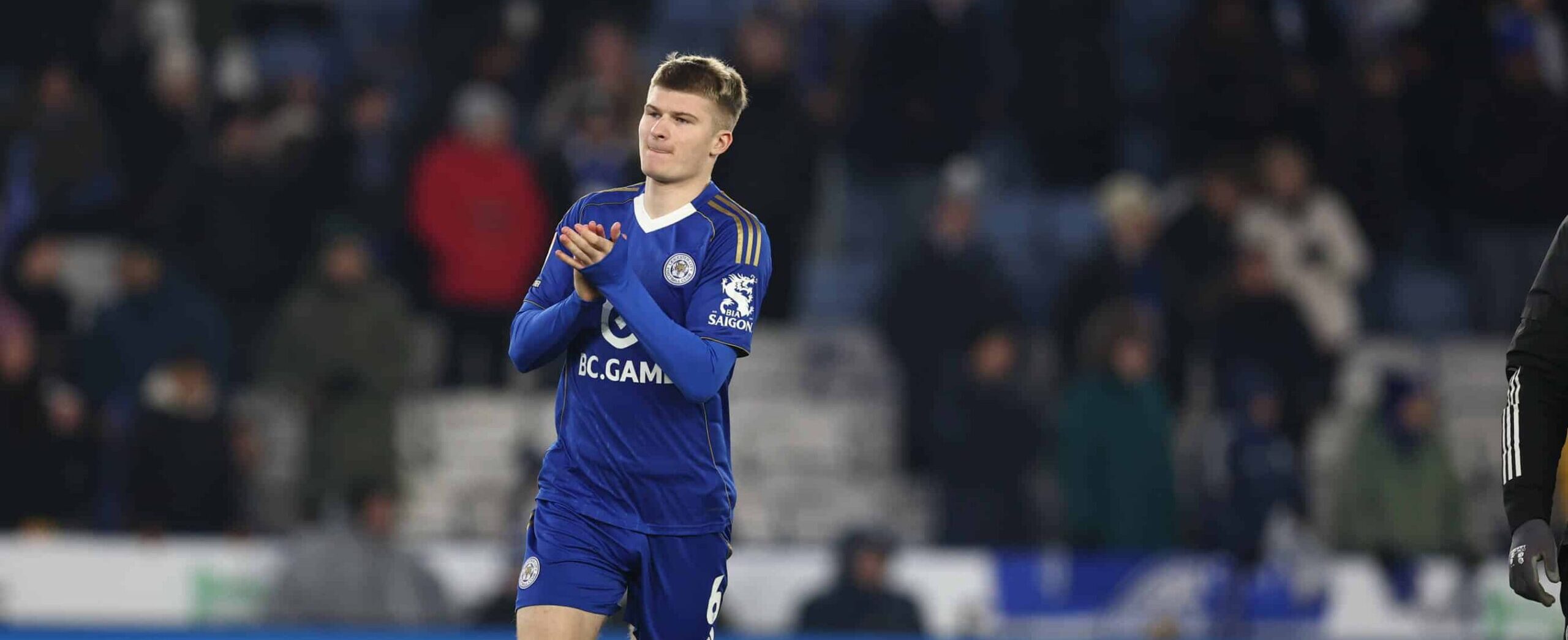 Jordan James in action for Leicester in 2026