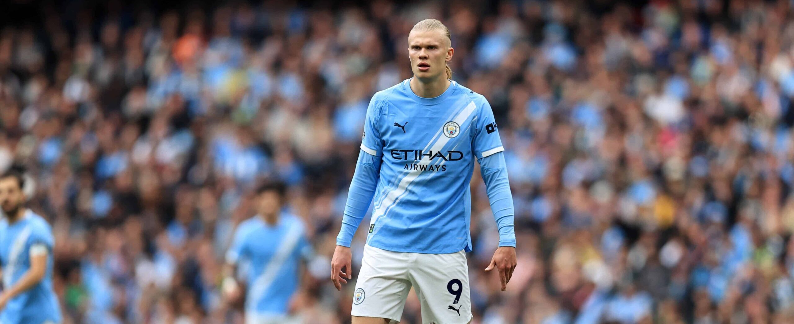 Erling Haaland in action in 2026 against Arsenal