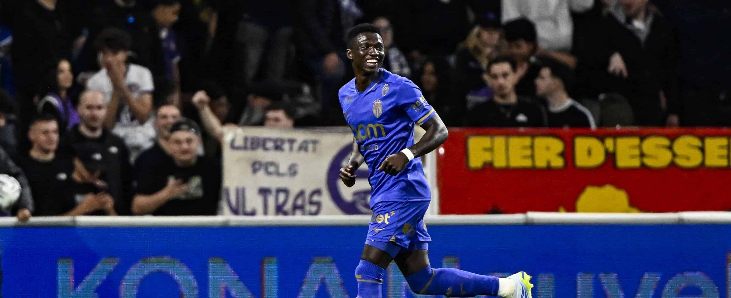 Lamine Camara in action for Monaco in 2026