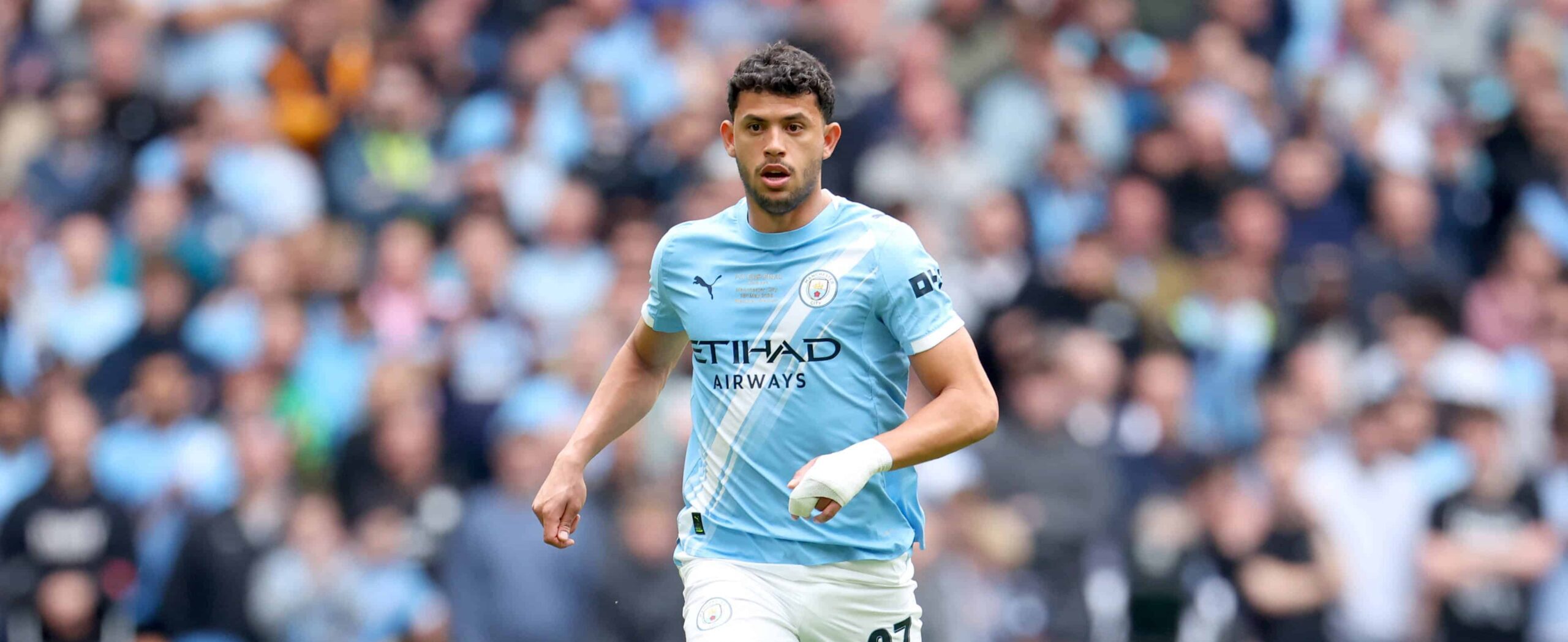 Matheus Nunes in action for Manchester City