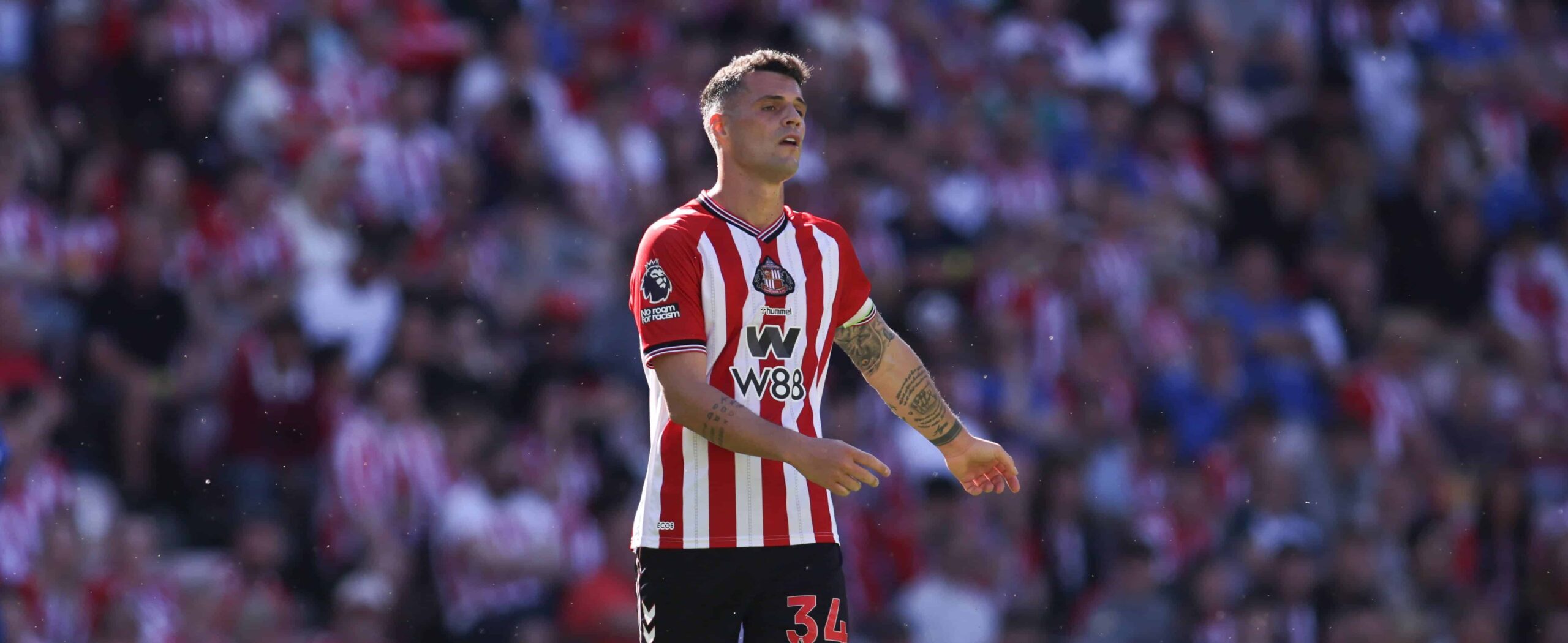 Granit Xhaka in action for Sunderland in 2026 last game in the Premier League