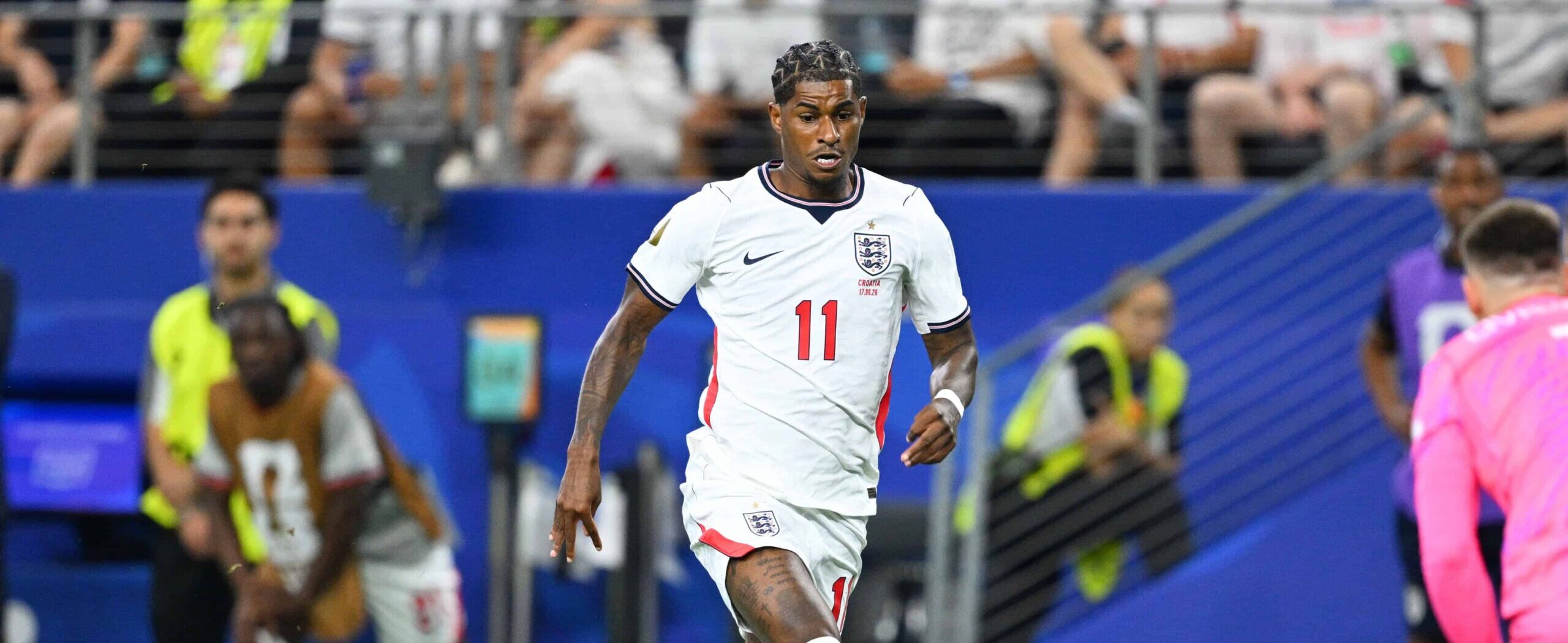 Marcus Rashford in action for England in 2026