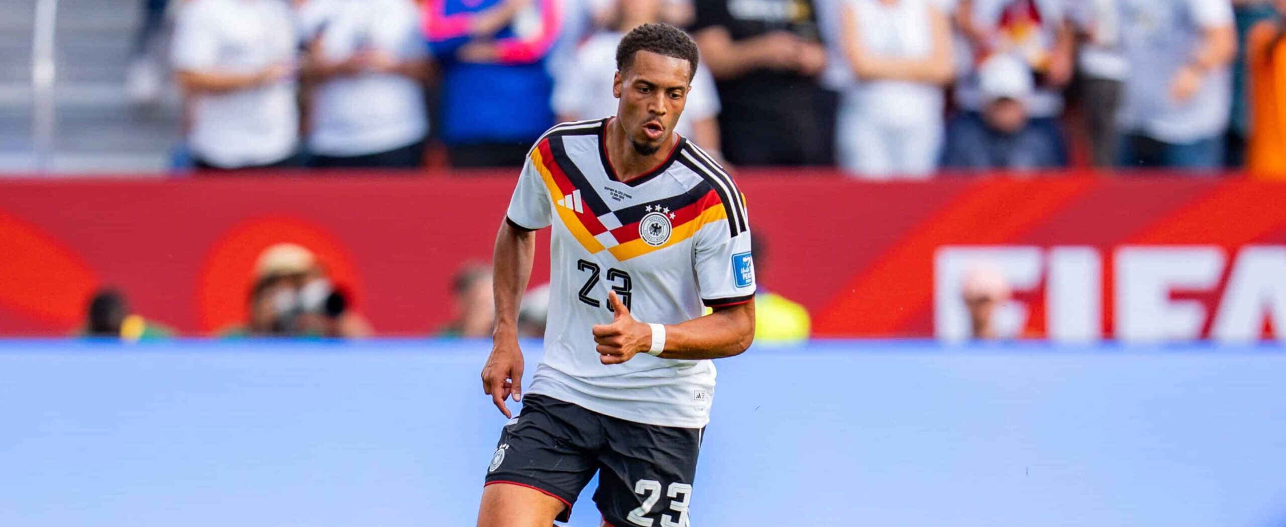 Felix Nmecha in action for Germany in 2026
