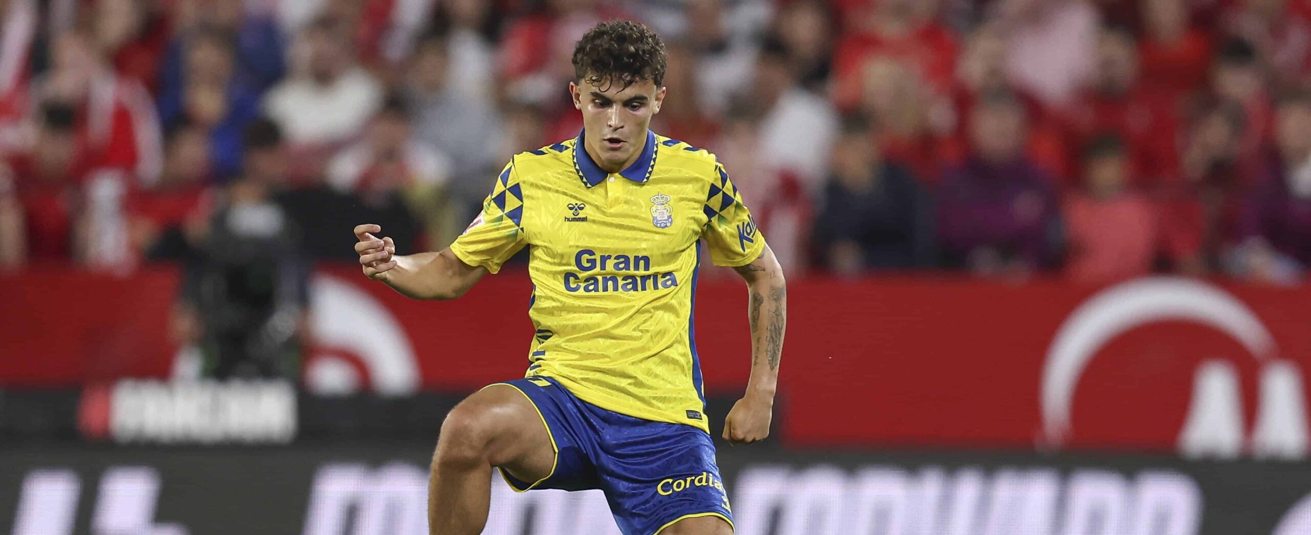 Stefan Bajcetic in action for Las Palmas in 2026 on loan from Liverpool