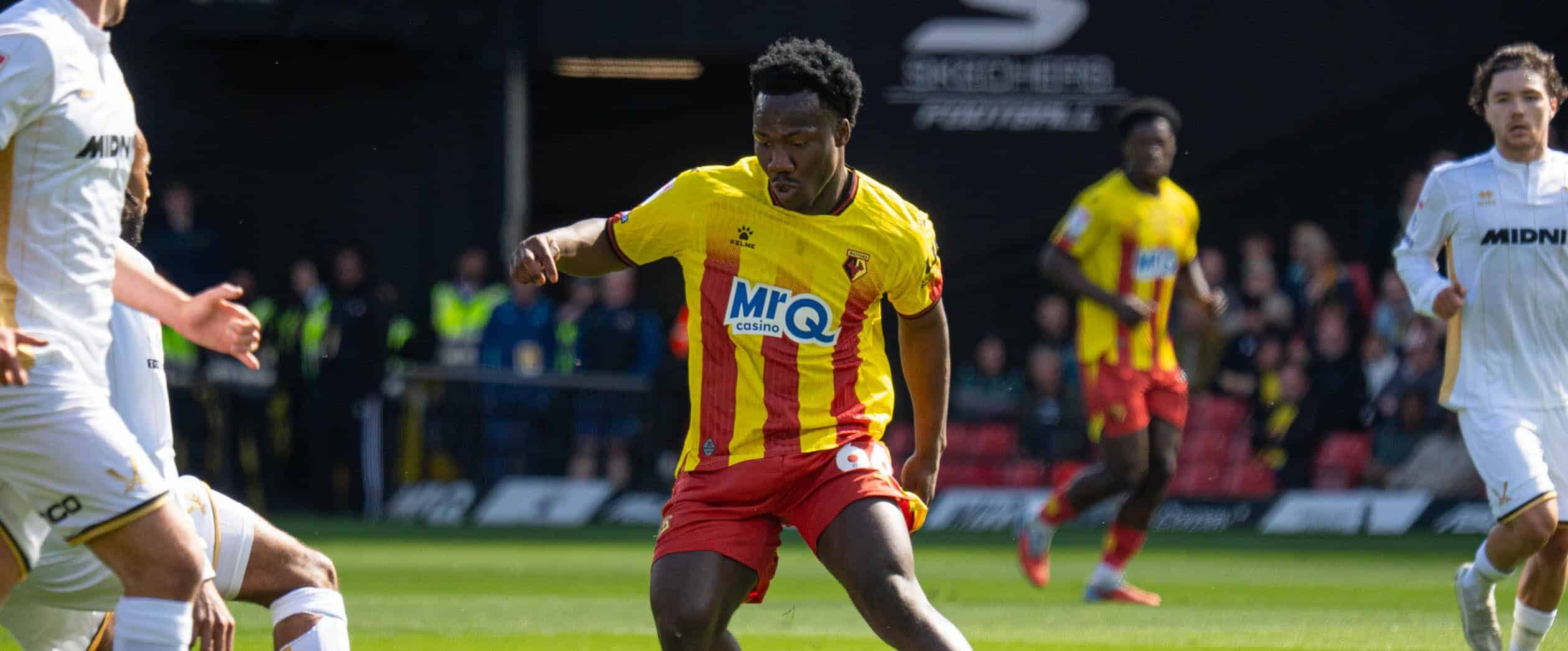 Nestory Irankunda in action for Watford in 2026