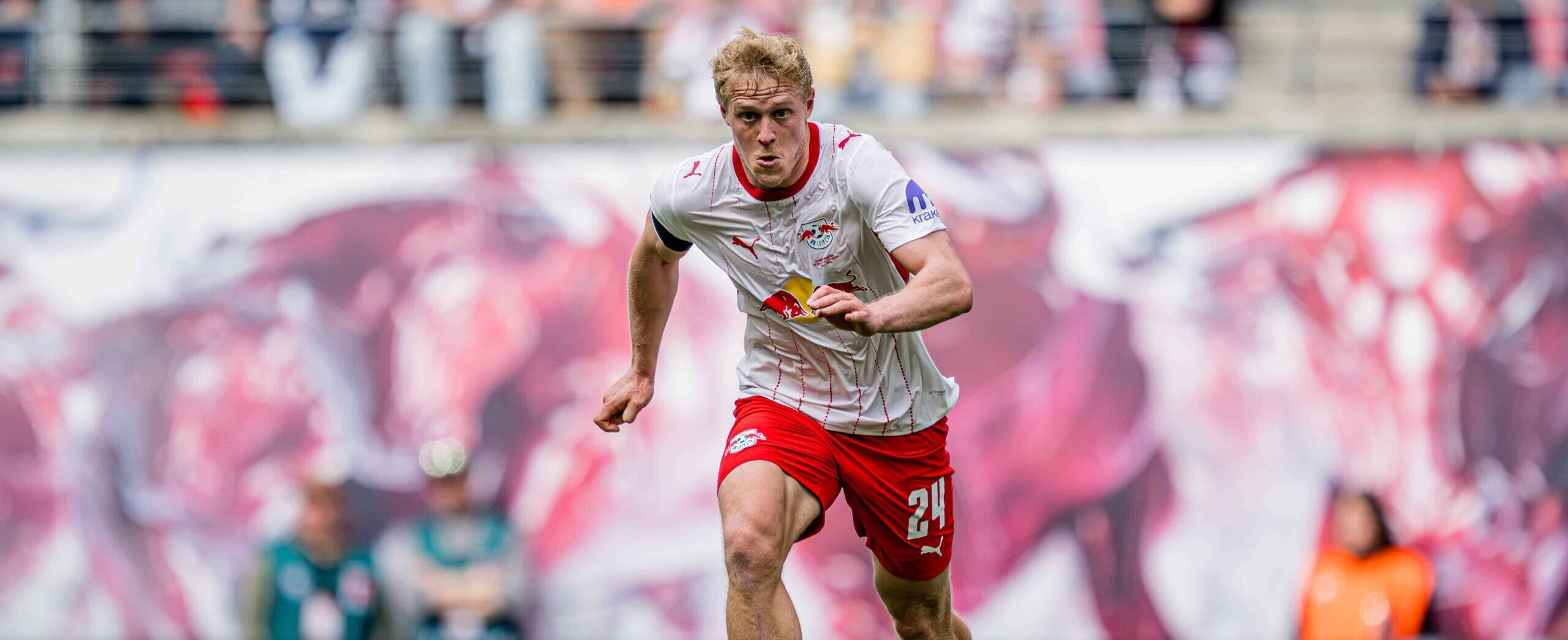 Xaver Schlager in action for Leipzig in 2026