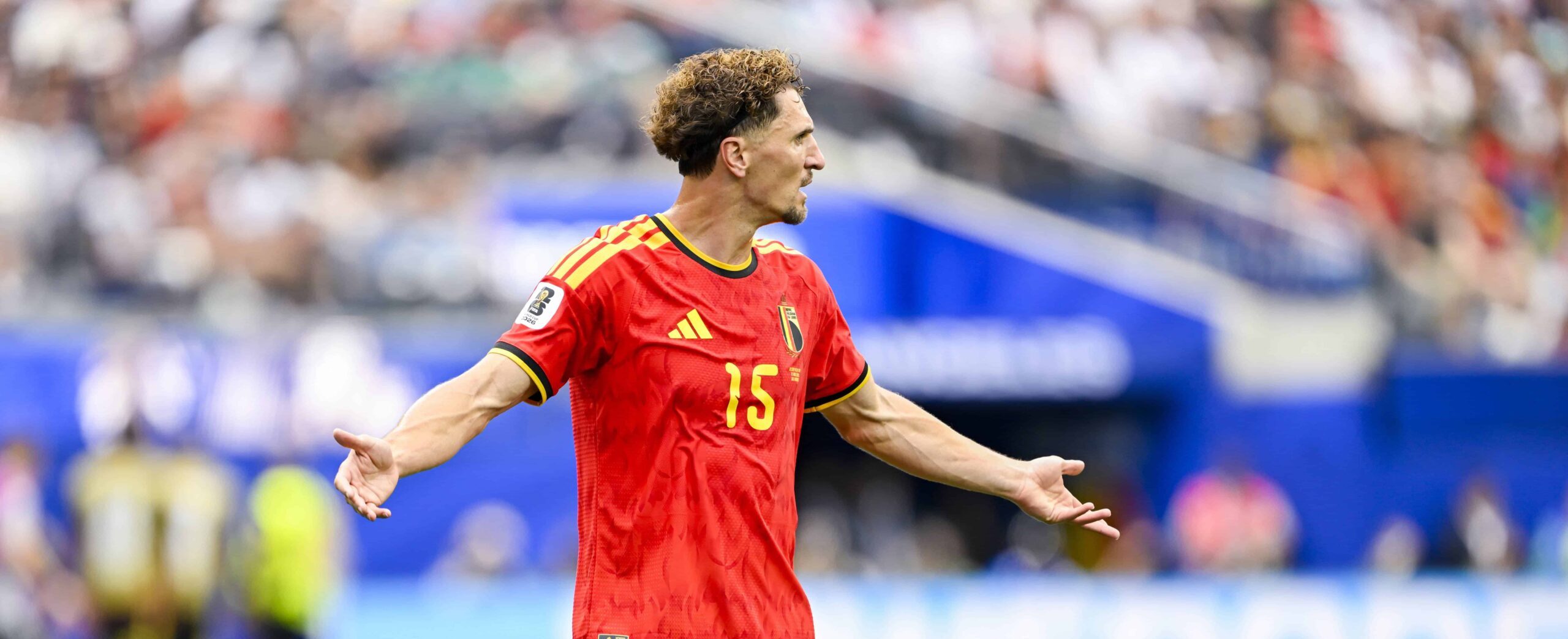 Meunier Thomas in action at the World Cup 2026 for Belgium