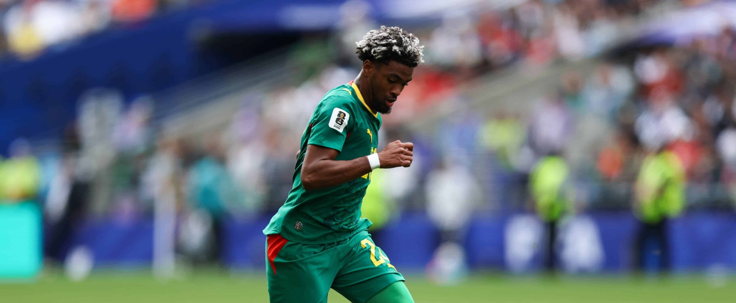 Ibrahim Mbaye in action at the World Cup in 2026