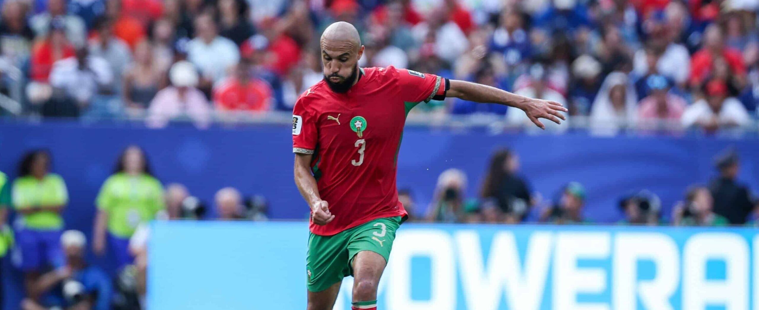 Noussair Mazraoui in action at the World Cup in 2026