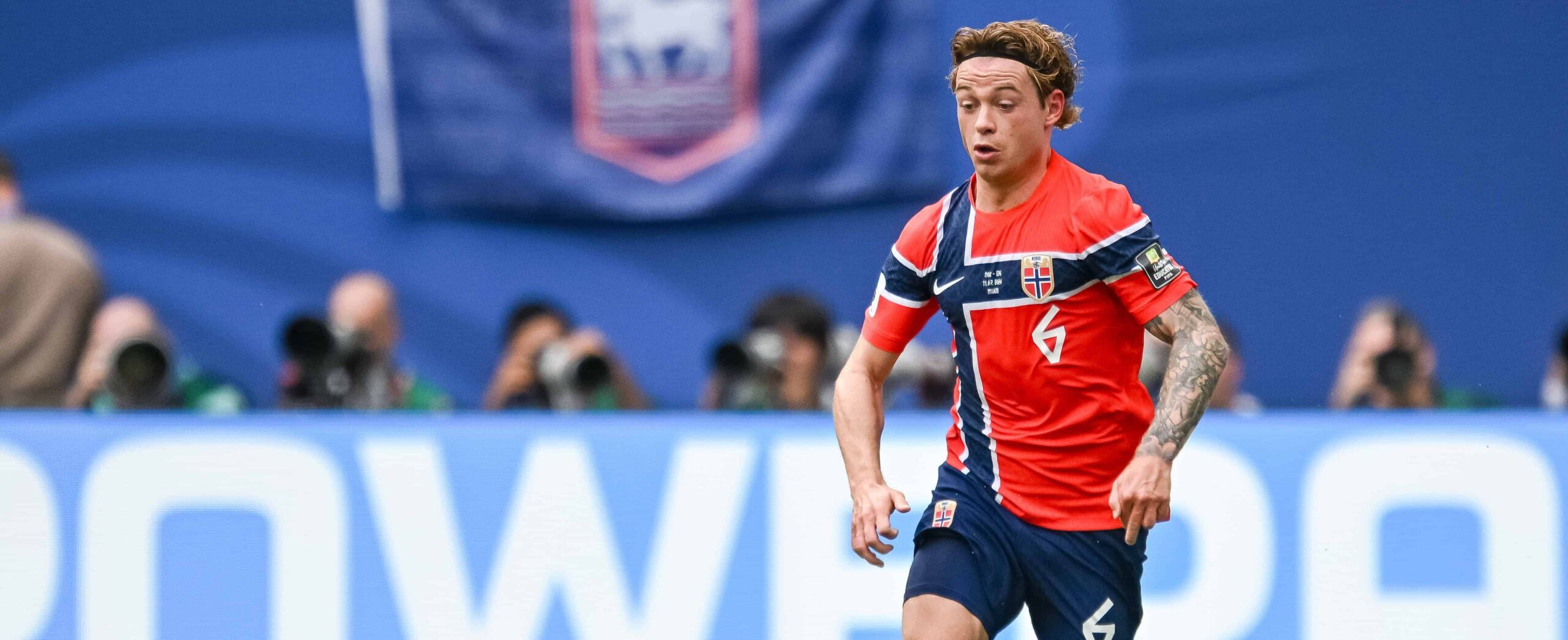 Patrick Berg in action for Norway in the World Cup 2026