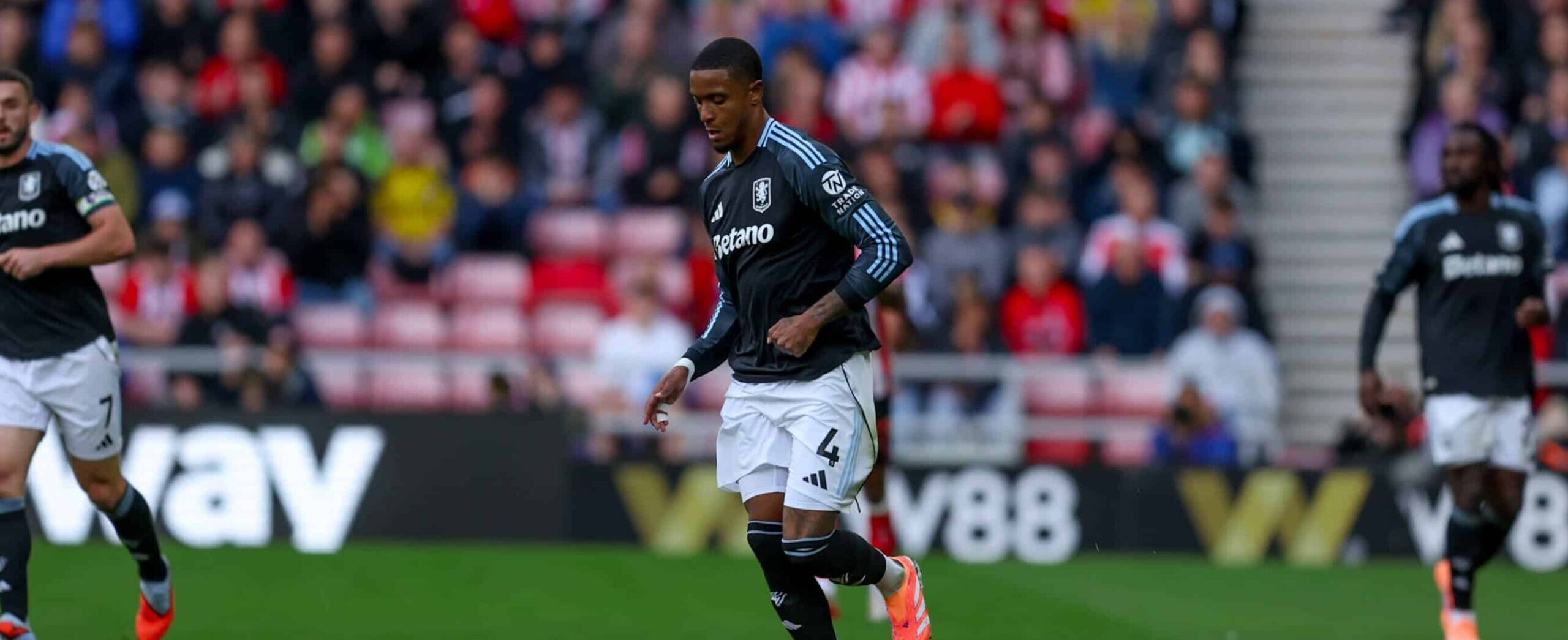 Ezri Konsa in action for Aston Villa in 2025